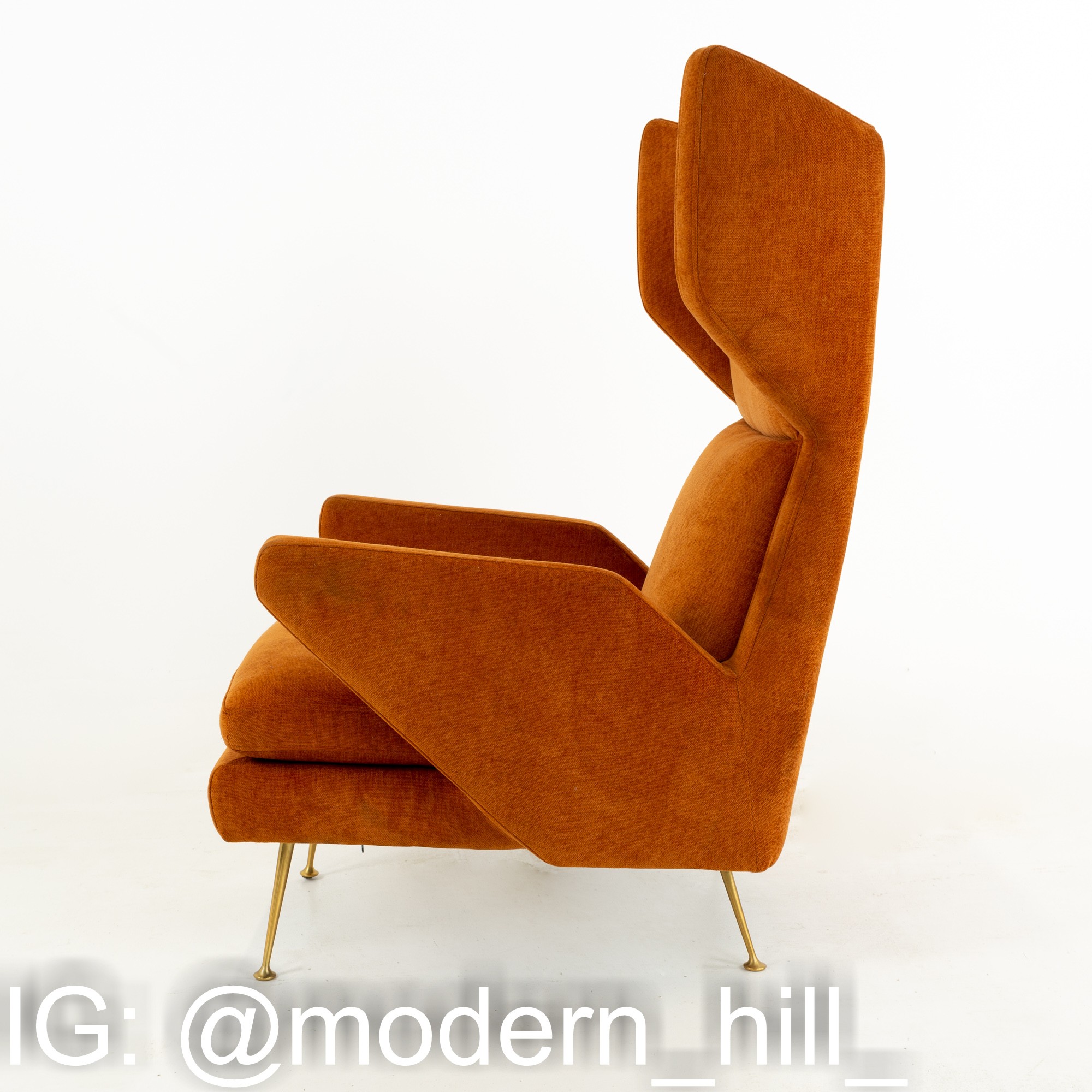 Gio Ponti Style Mid Century Orange Lounge Chair