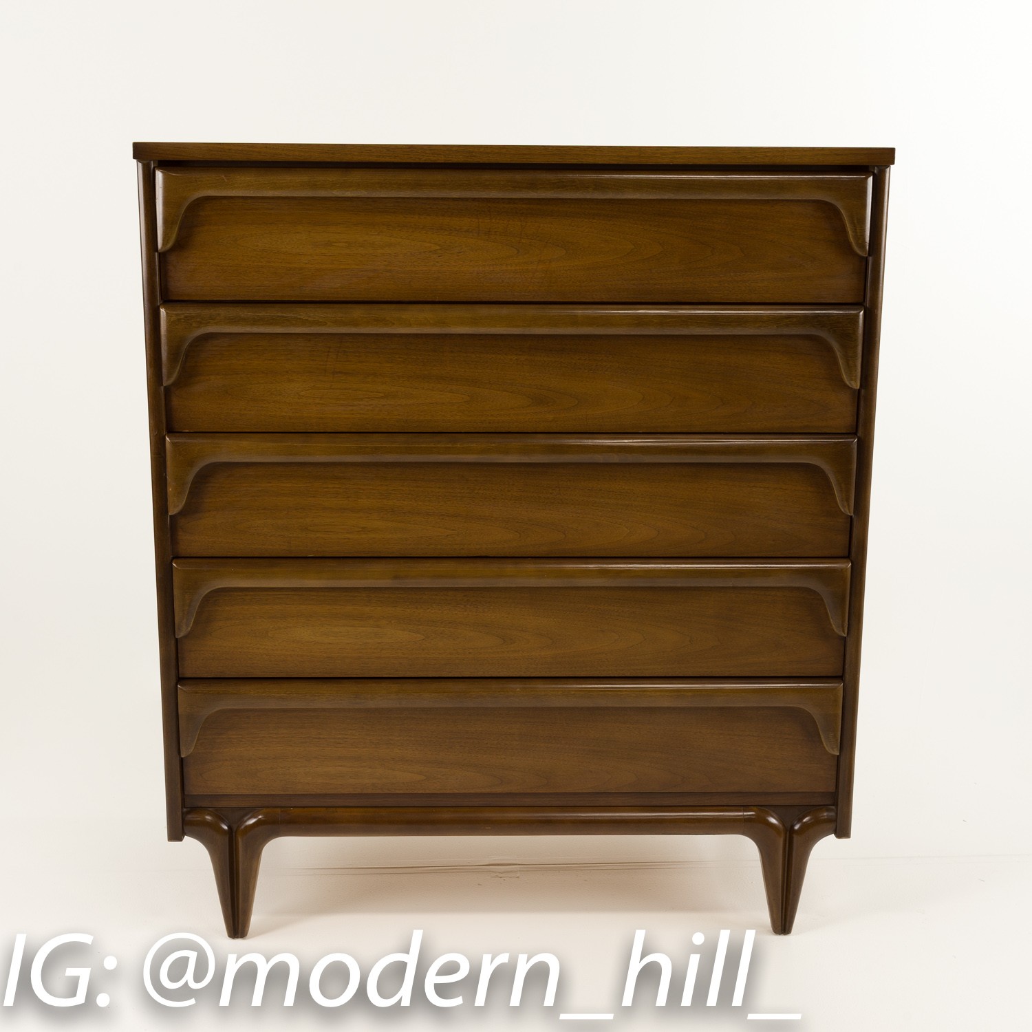 Bassett Mid-century Modern Highboy Dresser
