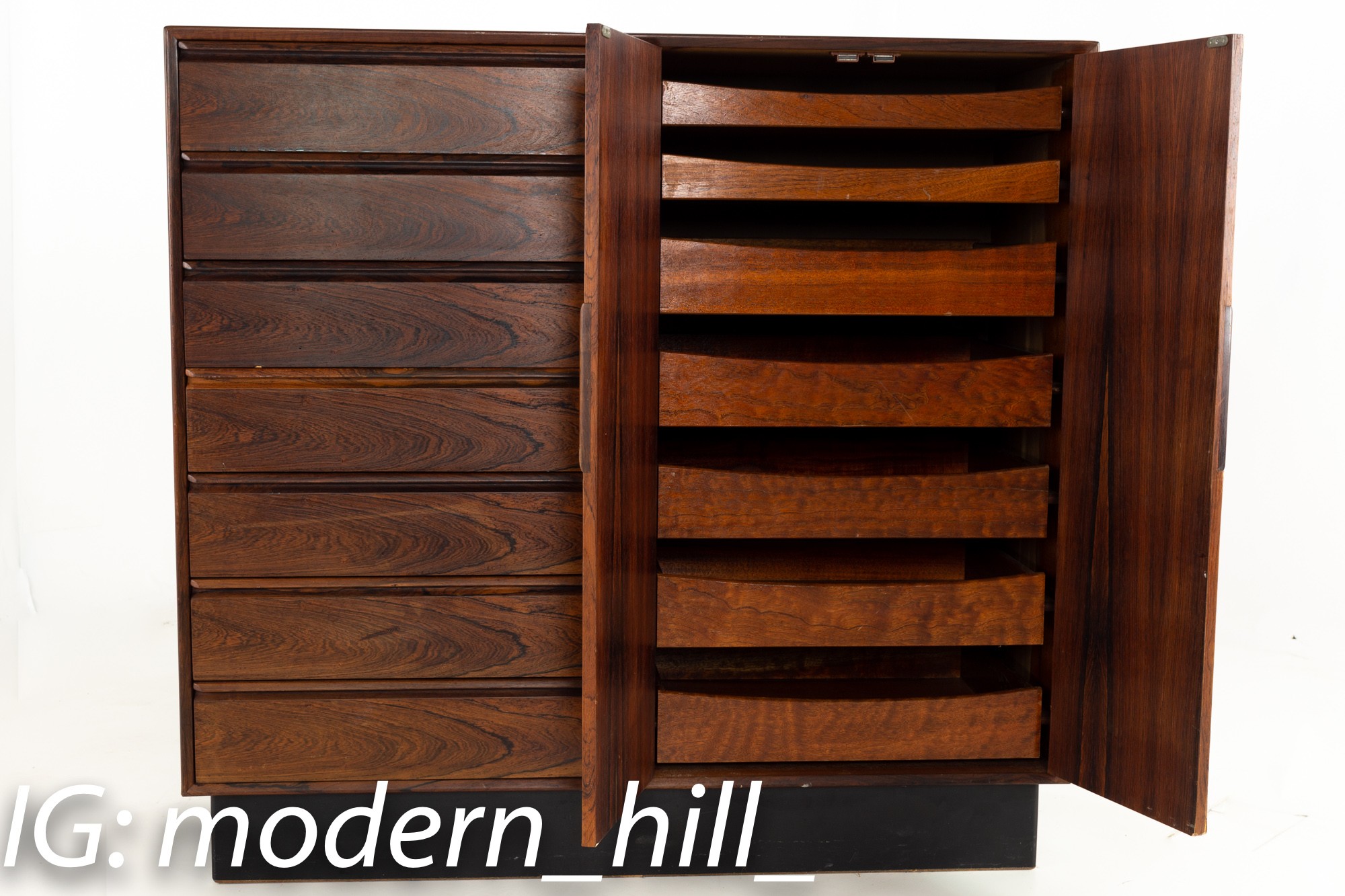 Westnofa Mid Century Rosewood 14 Drawer Armoire Gentleman's Chest Highboy Dresser