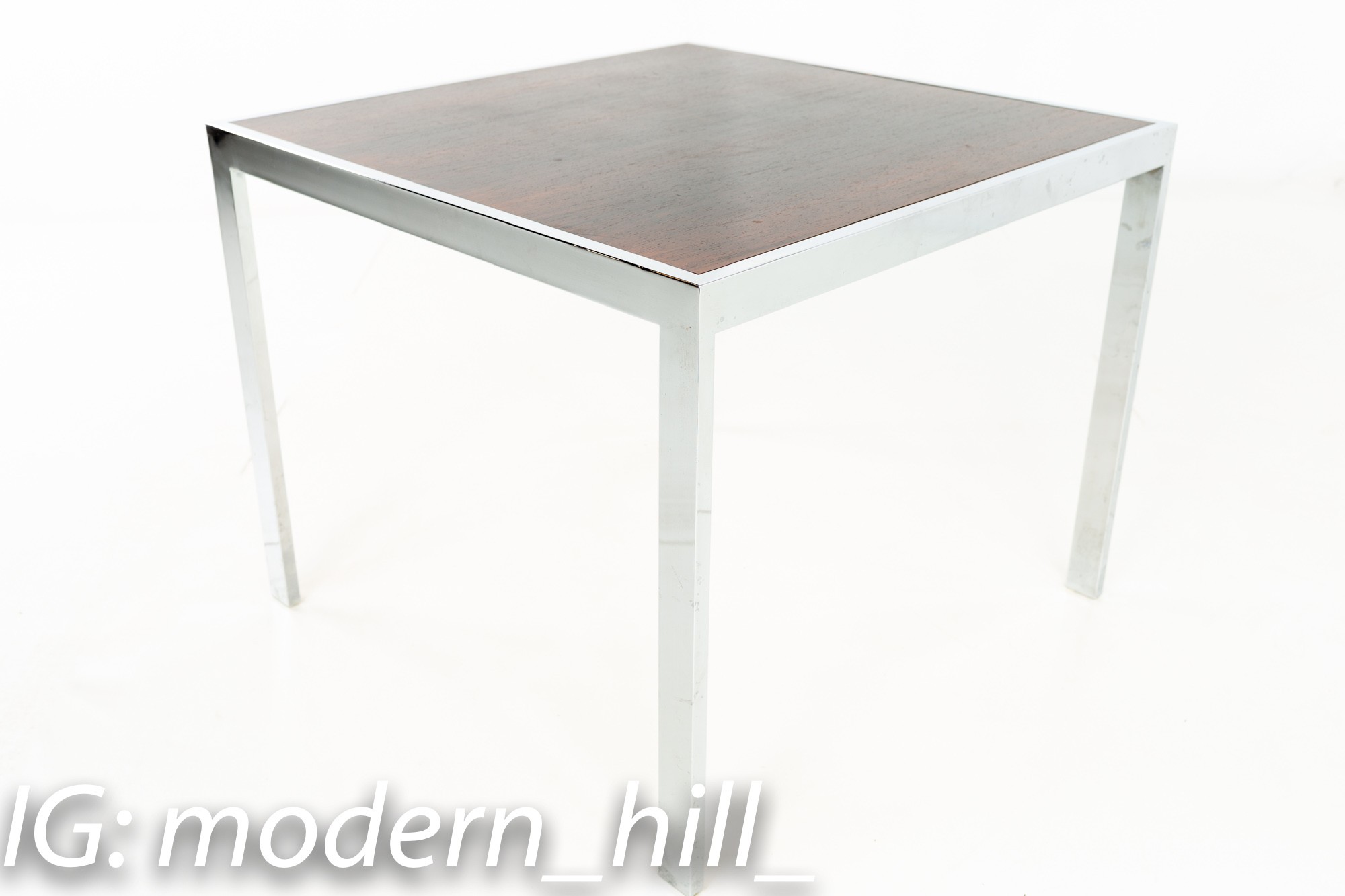 Milo Baughman and Florence Knoll Style Mid Century Rosewood and Chrome Side End Table