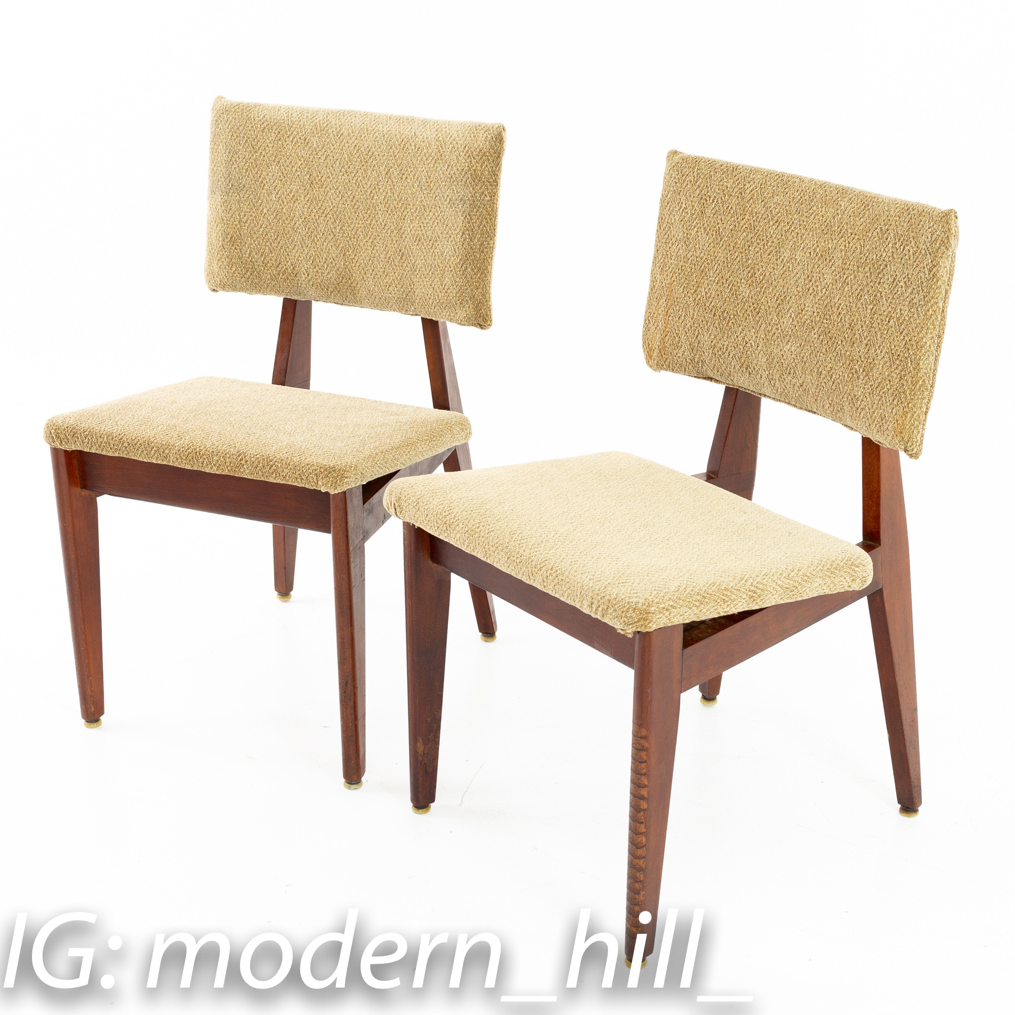 George Nelson for Herman Miller Mid Century Walnut Dining Desk Chairs - Pair