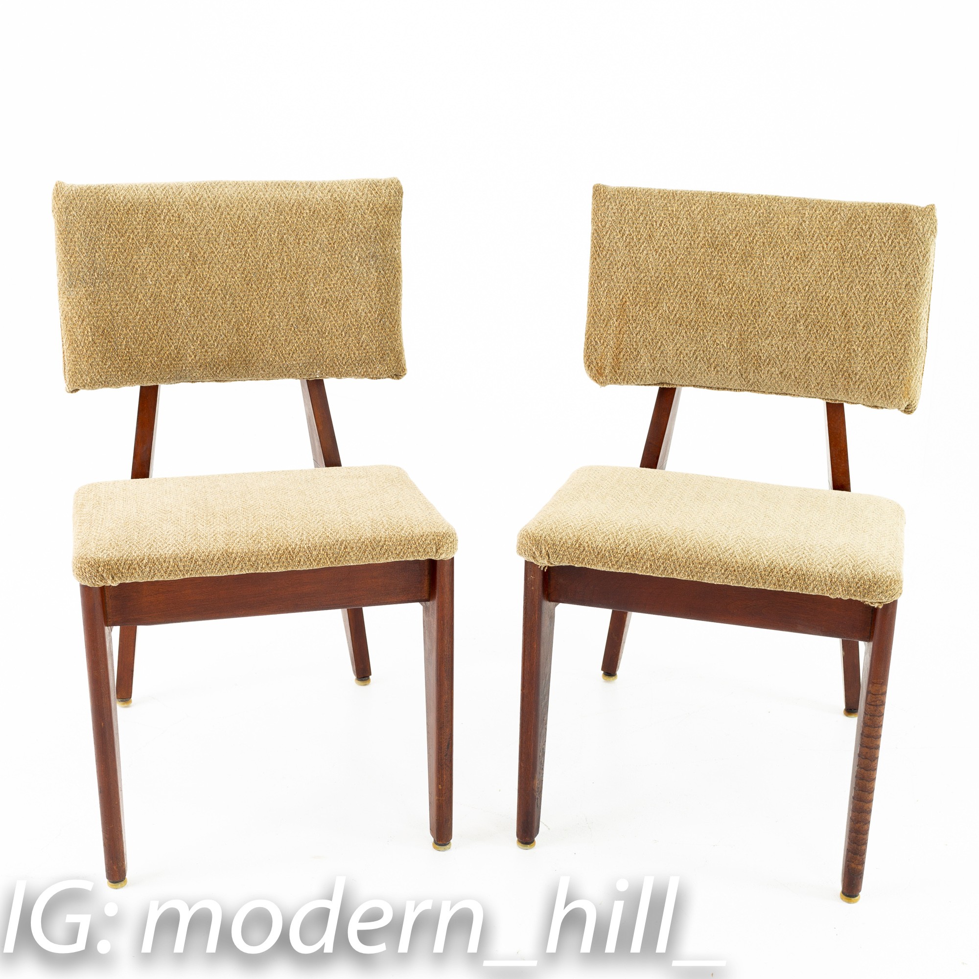 George Nelson for Herman Miller Mid Century Walnut Dining Desk Chairs - Pair