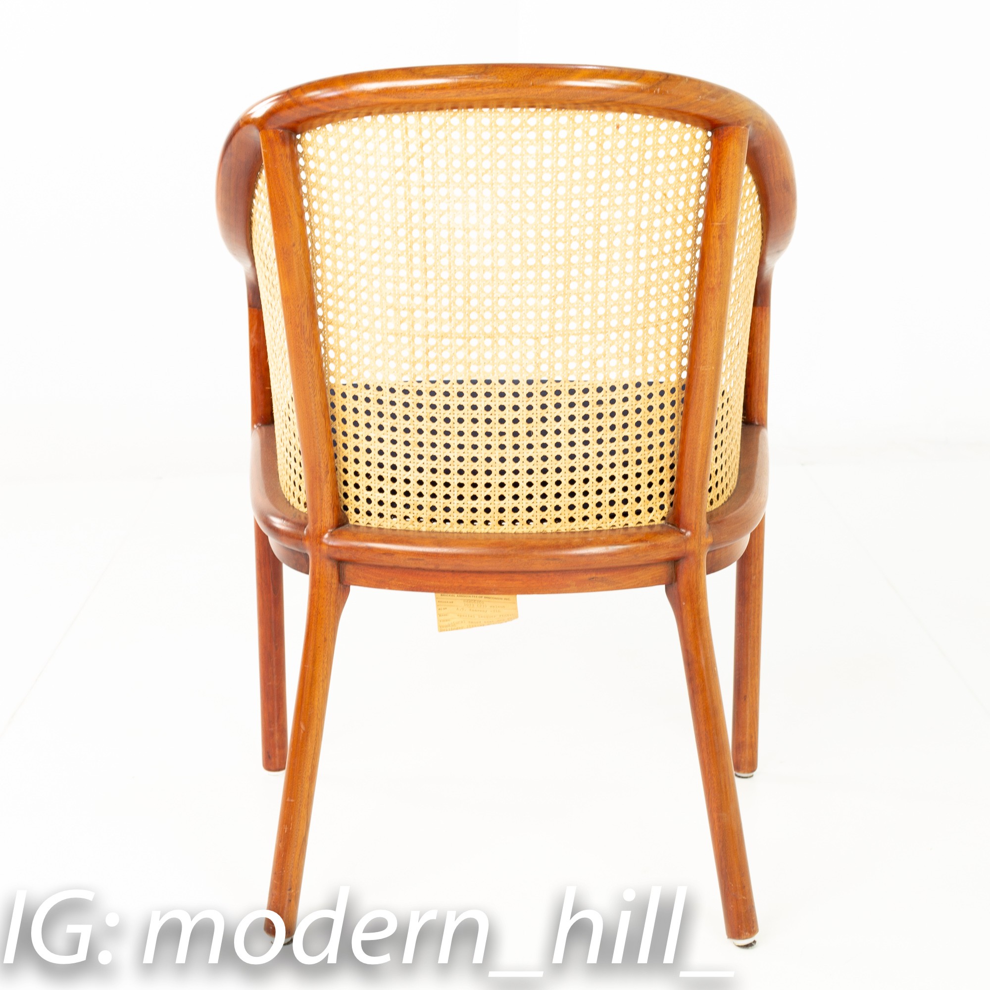 Ward Bennett for Brickel Associates Mid Century Caned Cherry Occasional Dining Chairs - Pair