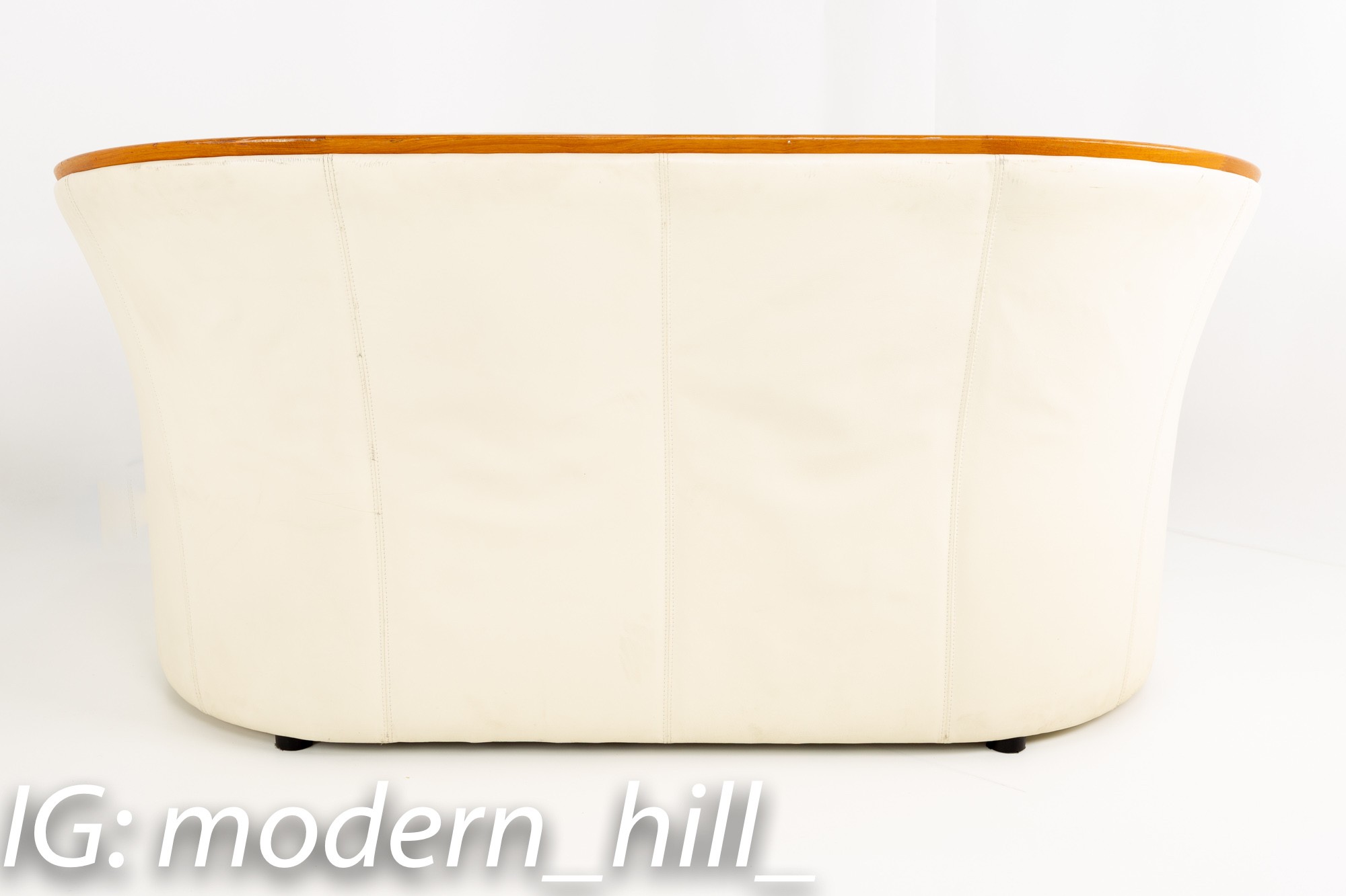 Ekornes Mid Century Teak and White Leather Sofa