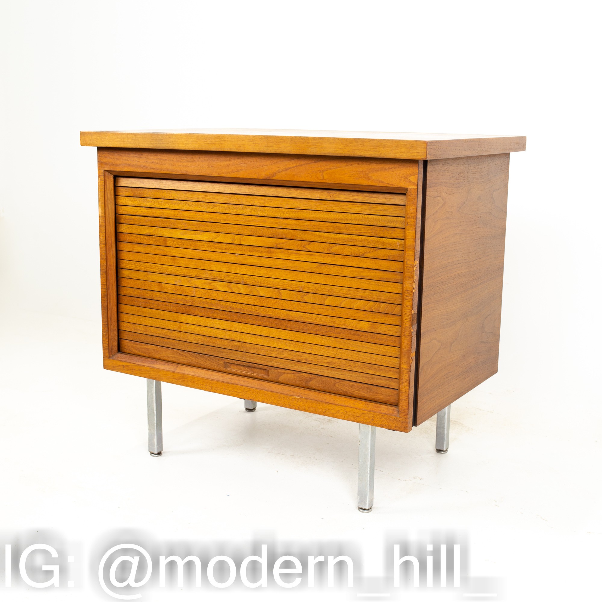 George Nelson for Herman Miller Style Mid Century Walnut Tambour Petite Credenza