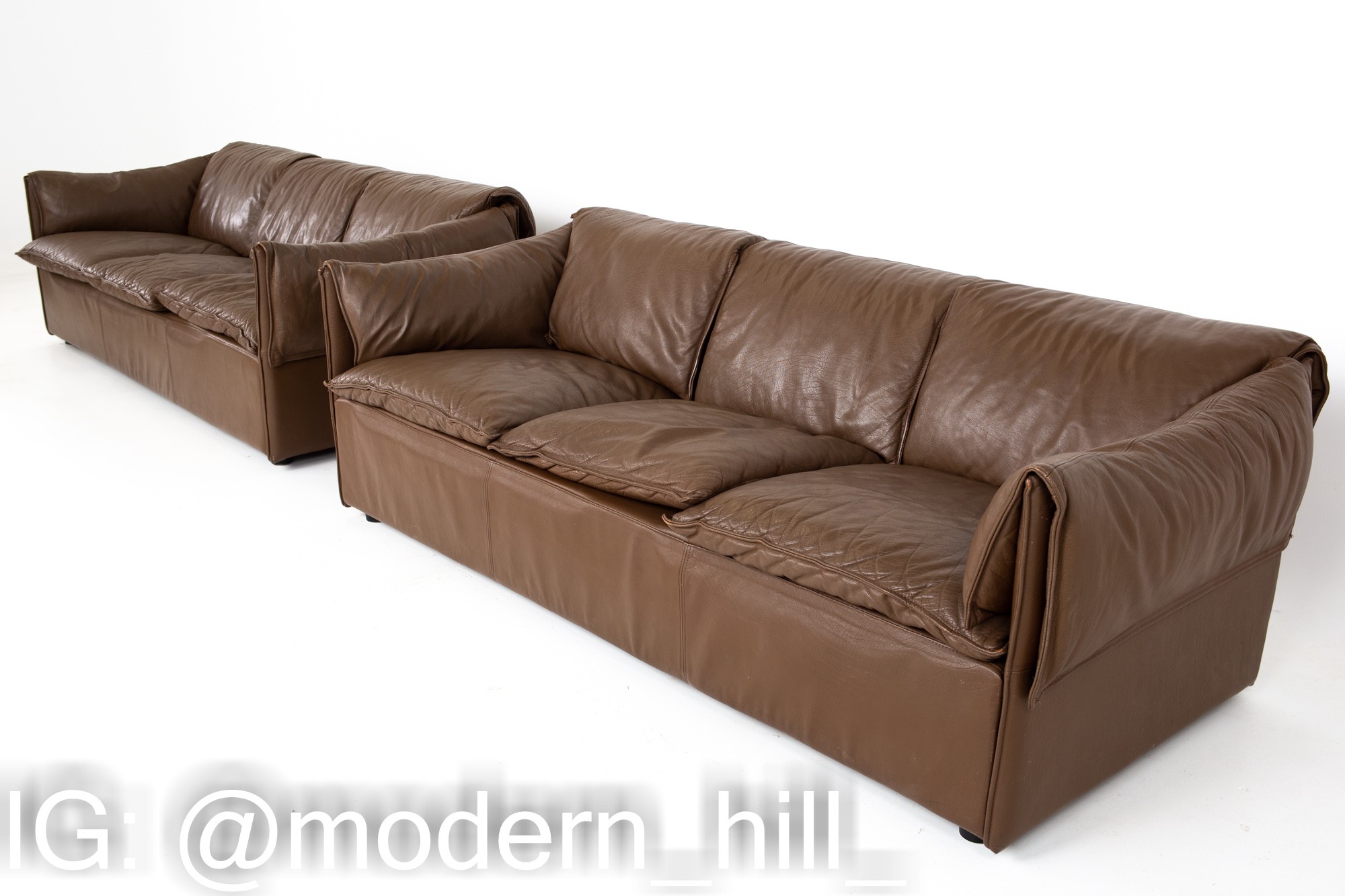 Niels Eilersen Mid Century Danish Leather Sofas - Matching Pair