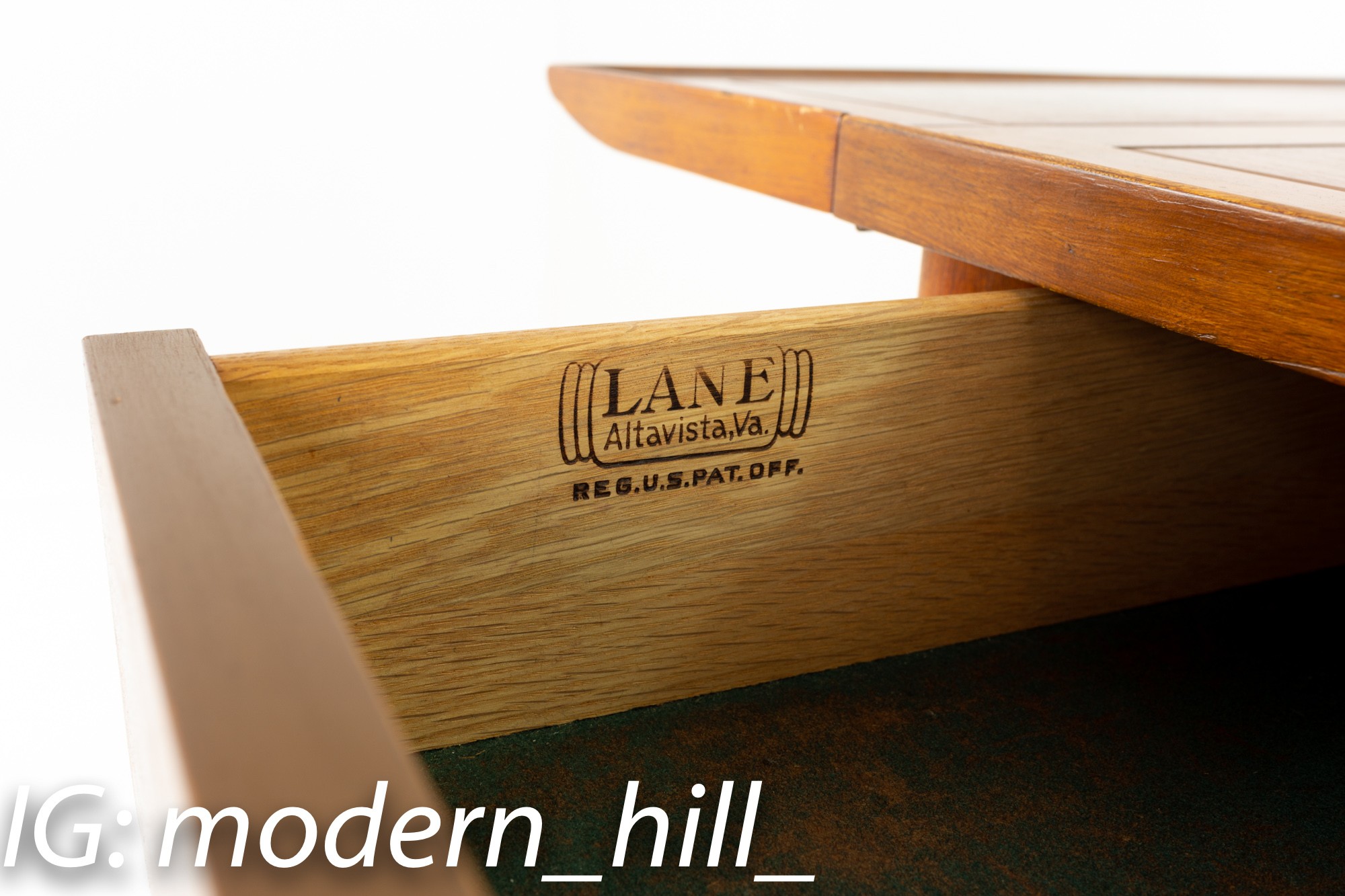 Lane Copenhagen Mid Century Walnut and Brass Drop Leaf Side End Table