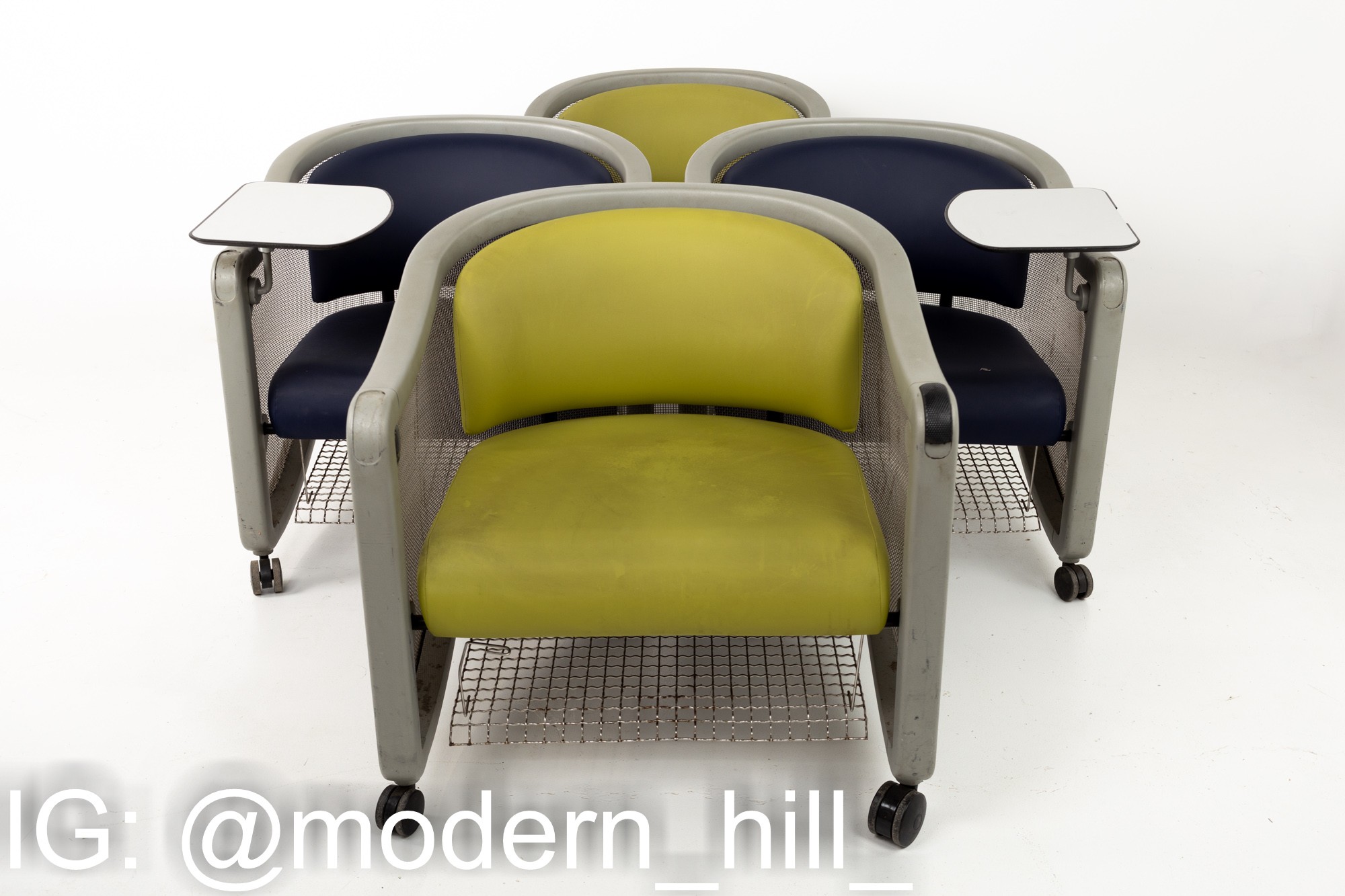 Neil Frankel for Knoll Mid Century Wheeled Office Lounge Chairs - Set of 6