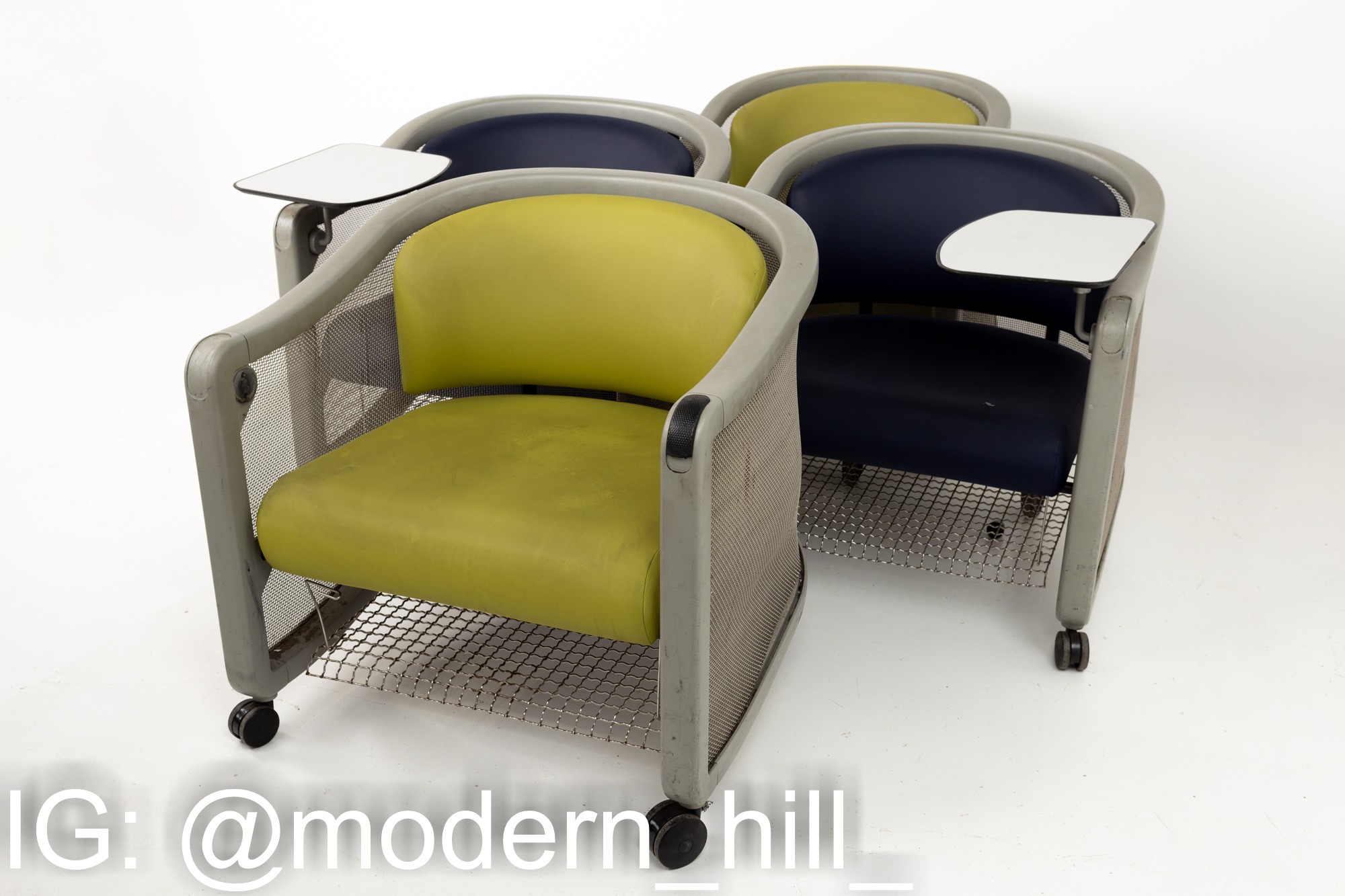 Neil Frankel for Knoll Mid Century Wheeled Office Lounge Chairs - Set of 6