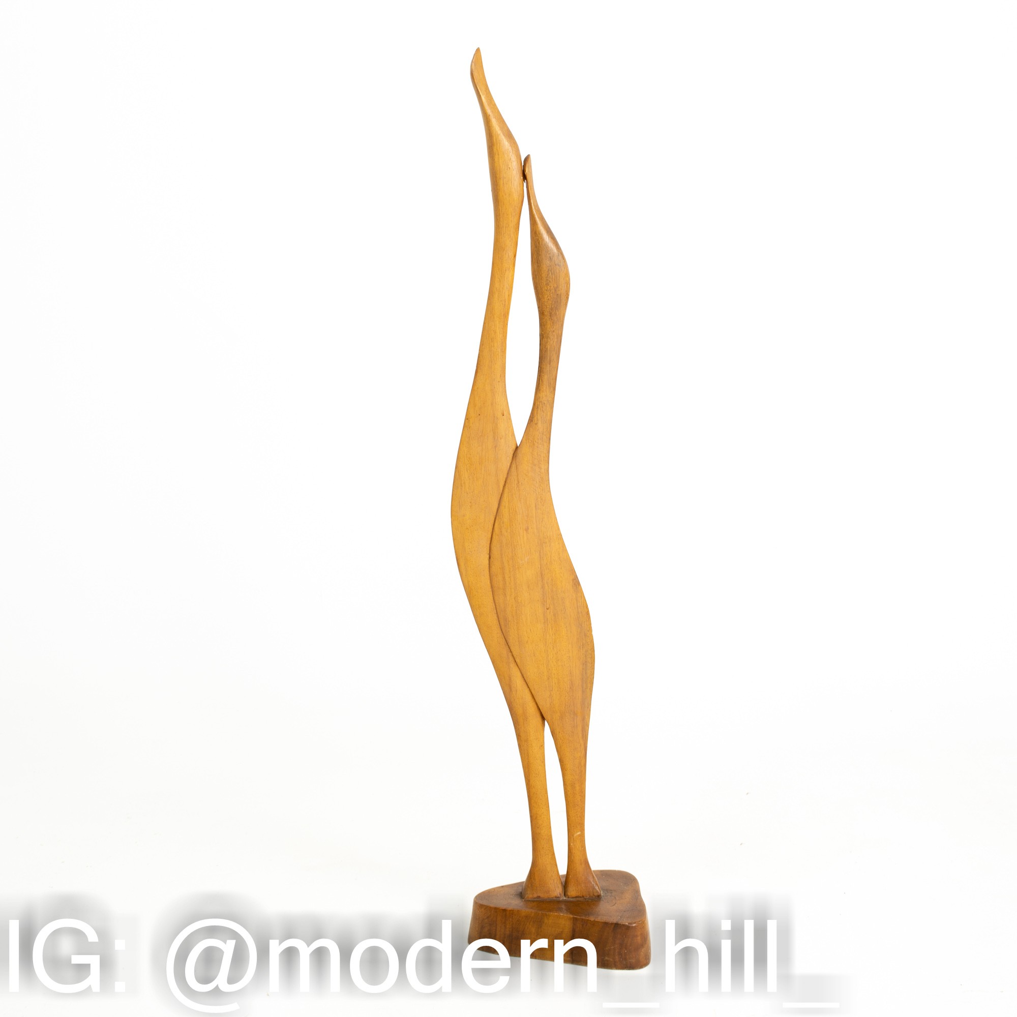 Tall Wooden Mid Century Bird Sculpture