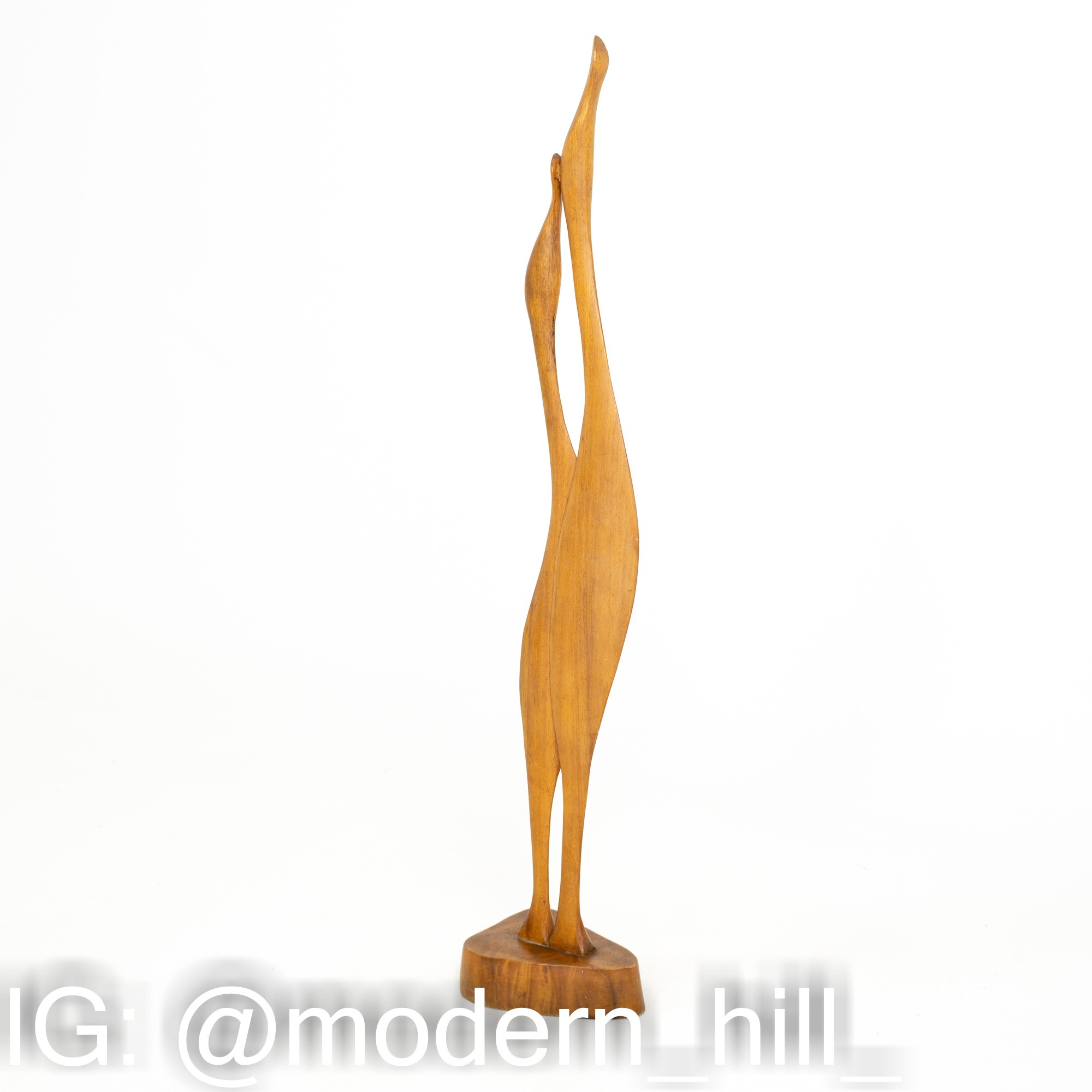 Tall Wooden Mid Century Bird Sculpture
