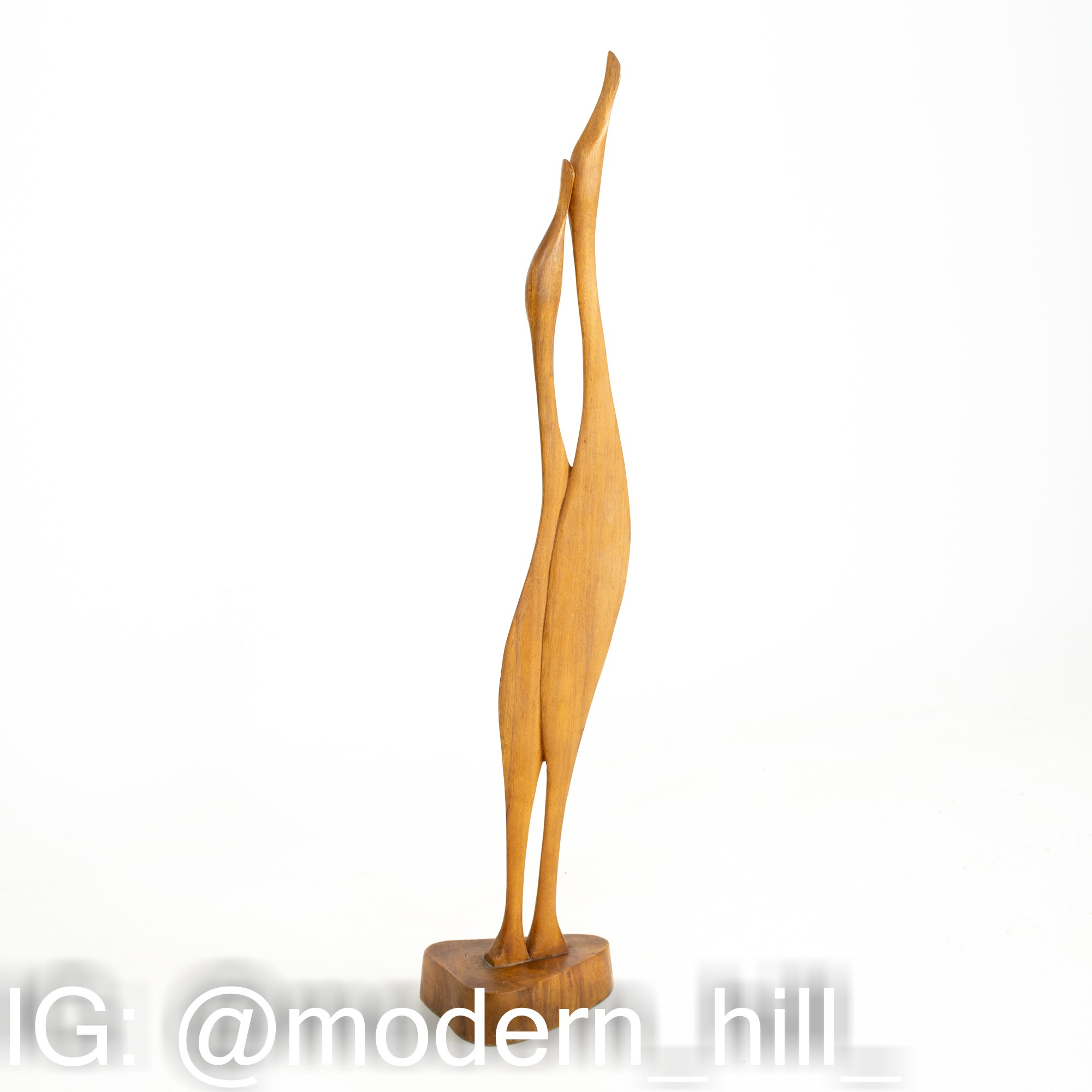 Tall Wooden Mid Century Bird Sculpture