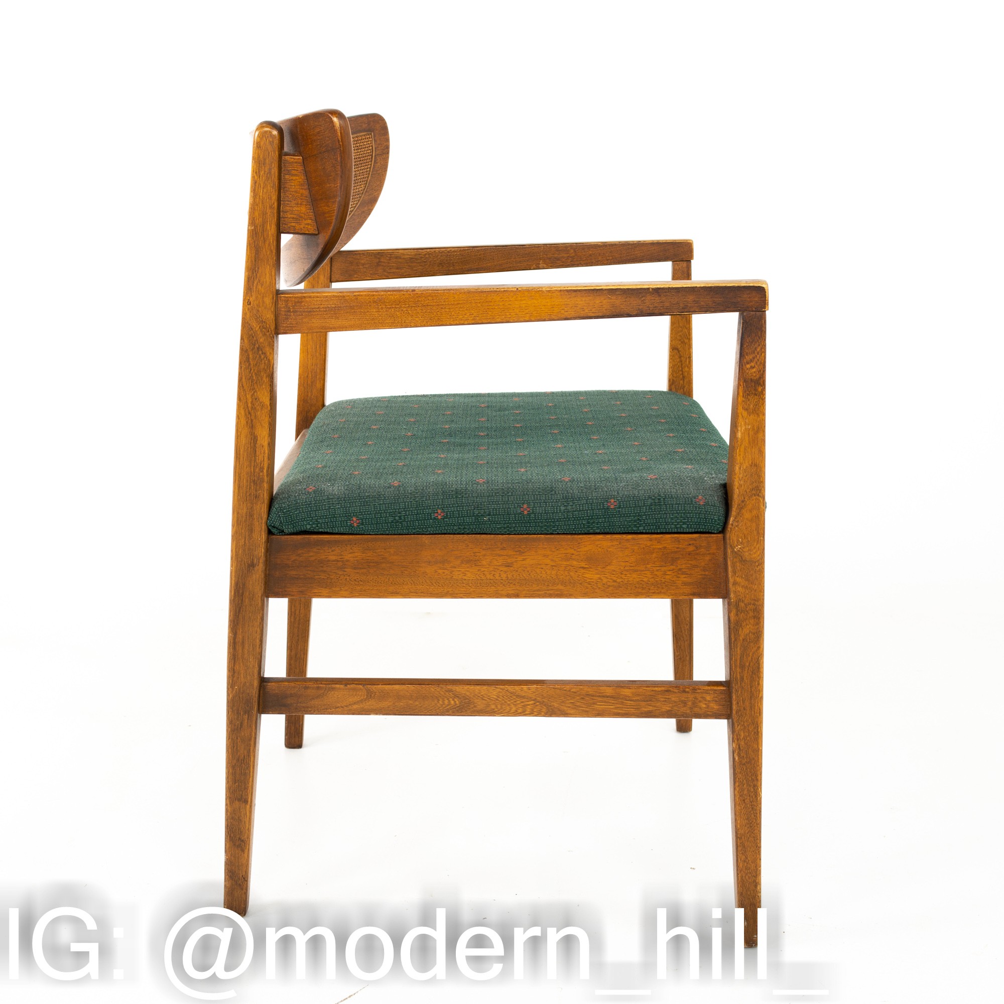 Images | Mid Century Modern Furniture - Mid Century Furniture Chicago American of Martinsville Danish Style Mid Century Walnut and Cane Cats Eye Dining Chairs - Set of 6