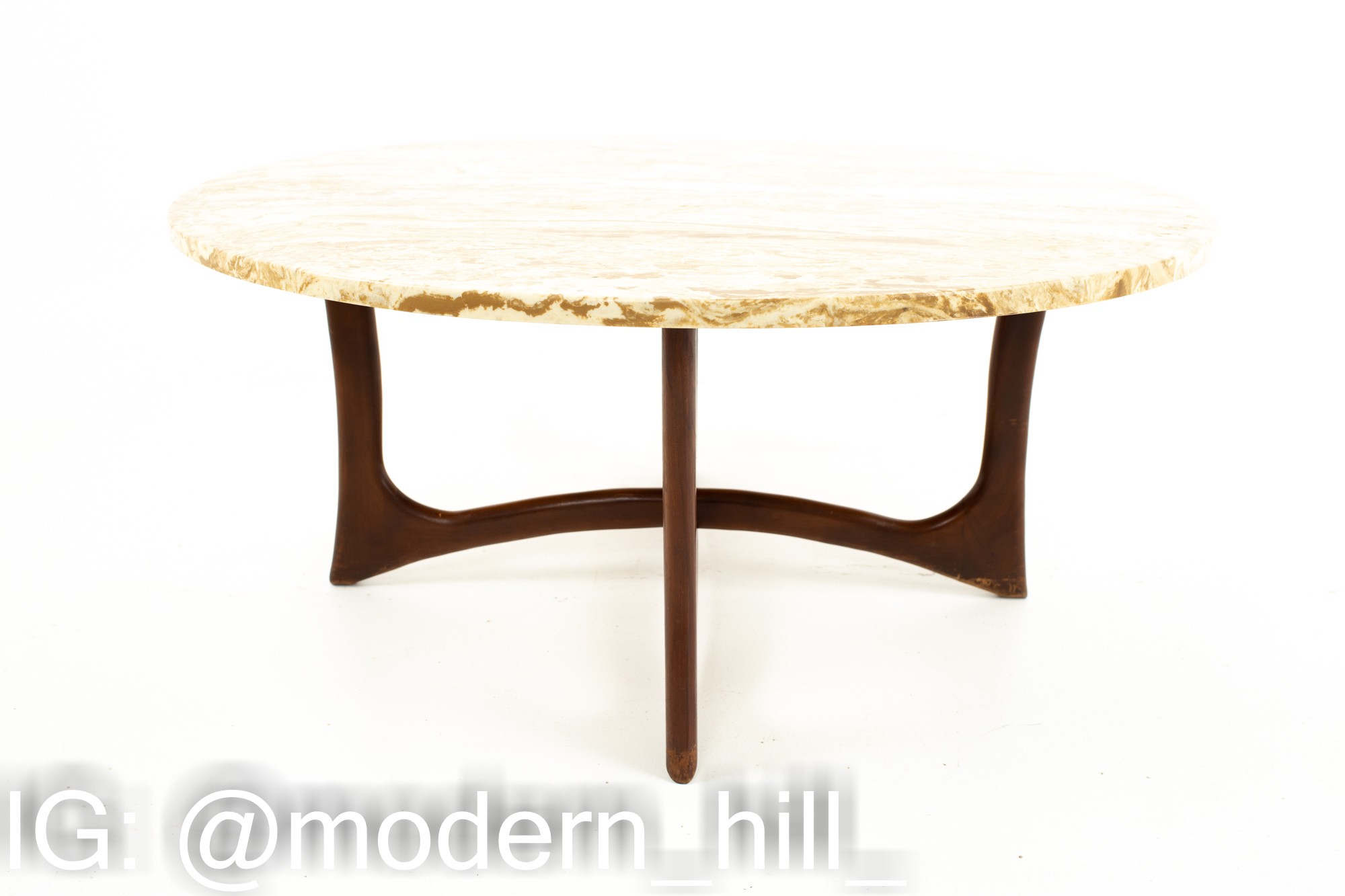 Adrian Pearsall Mid Century Walnut and Travertine Top Coffee Table