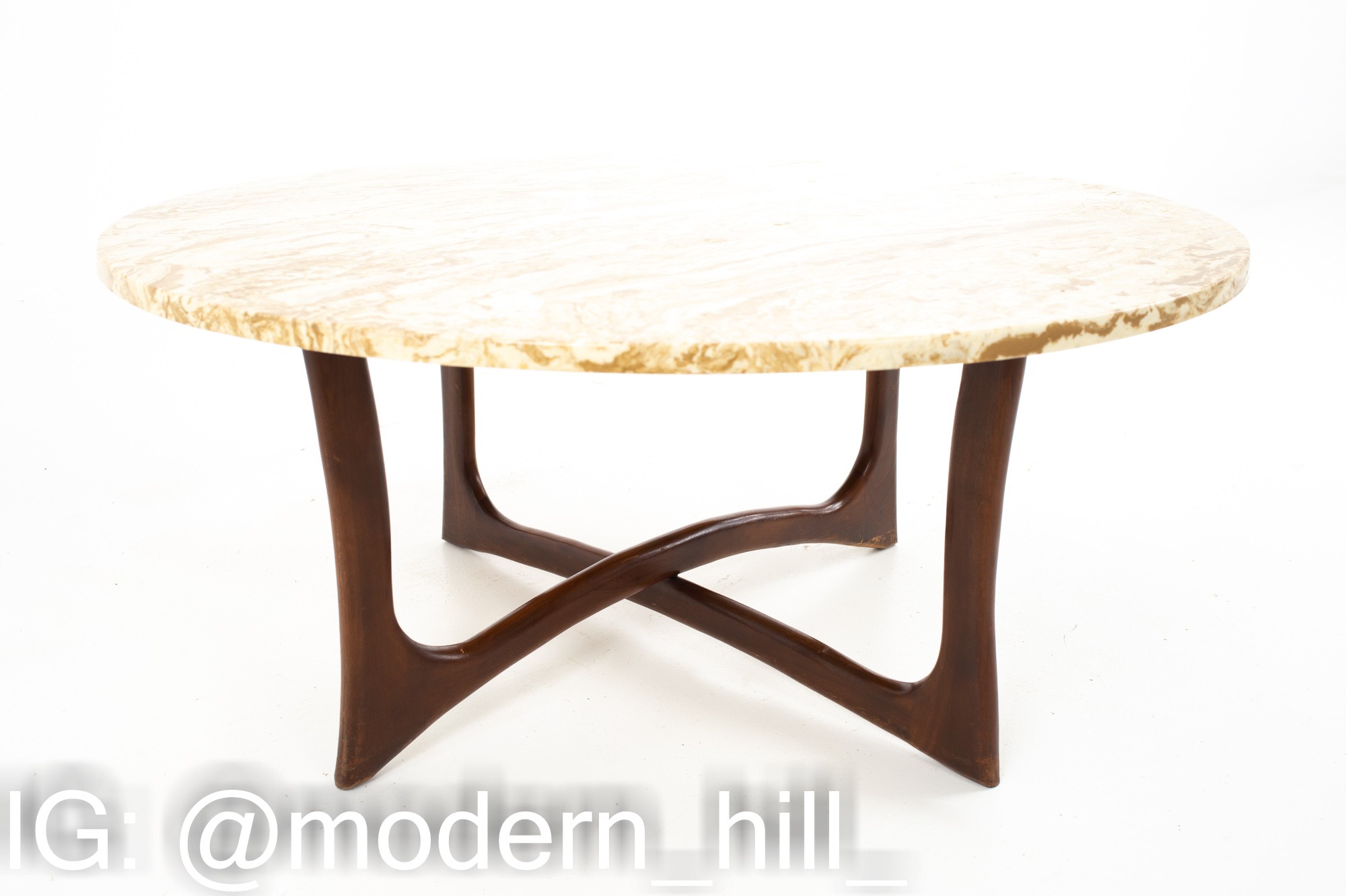 Adrian Pearsall Mid Century Walnut and Travertine Top Coffee Table