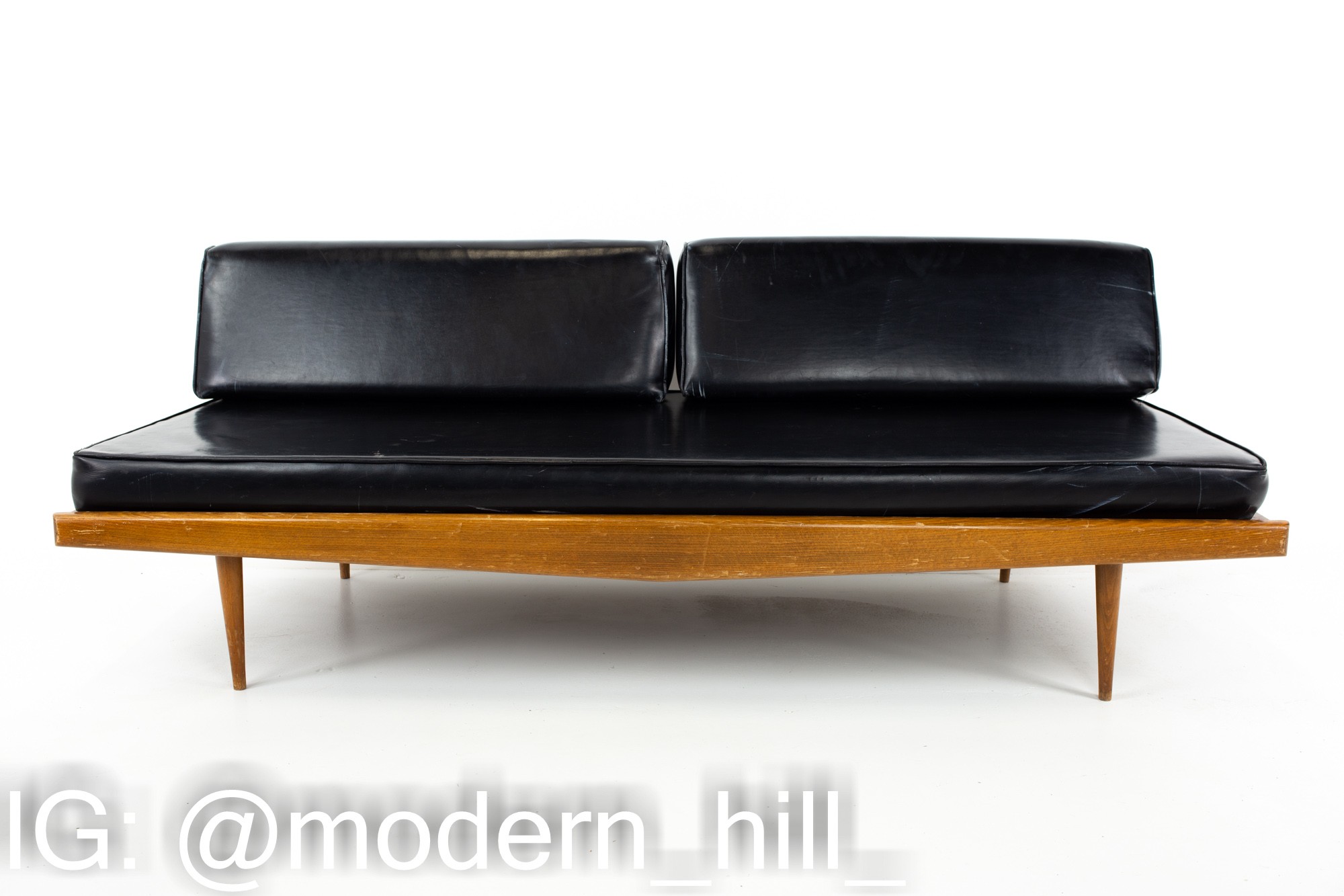 Adrian Pearsall Style Mid Century Chevron Walnut Sofa Daybed