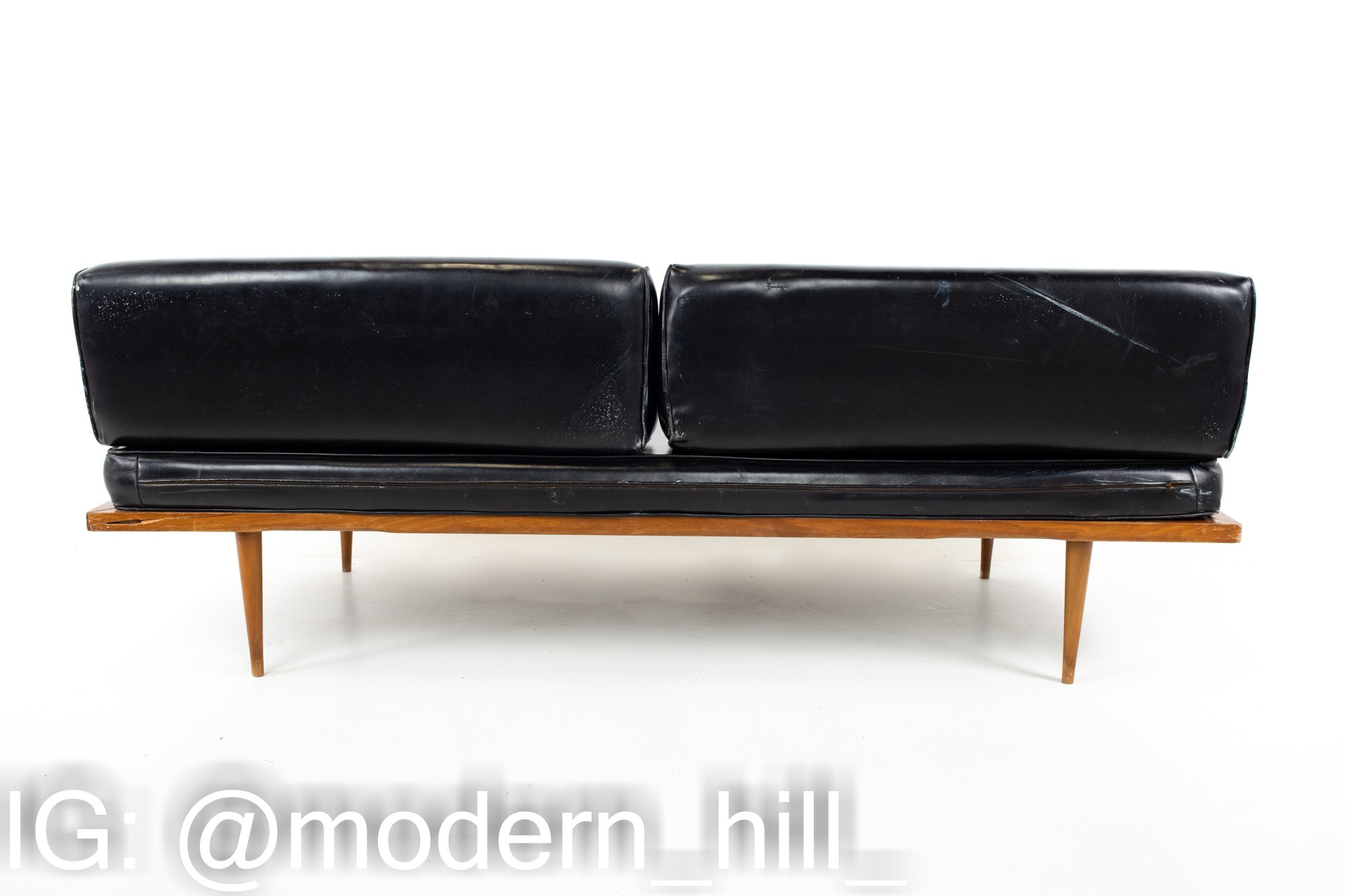Adrian Pearsall Style Mid Century Chevron Walnut Sofa Daybed