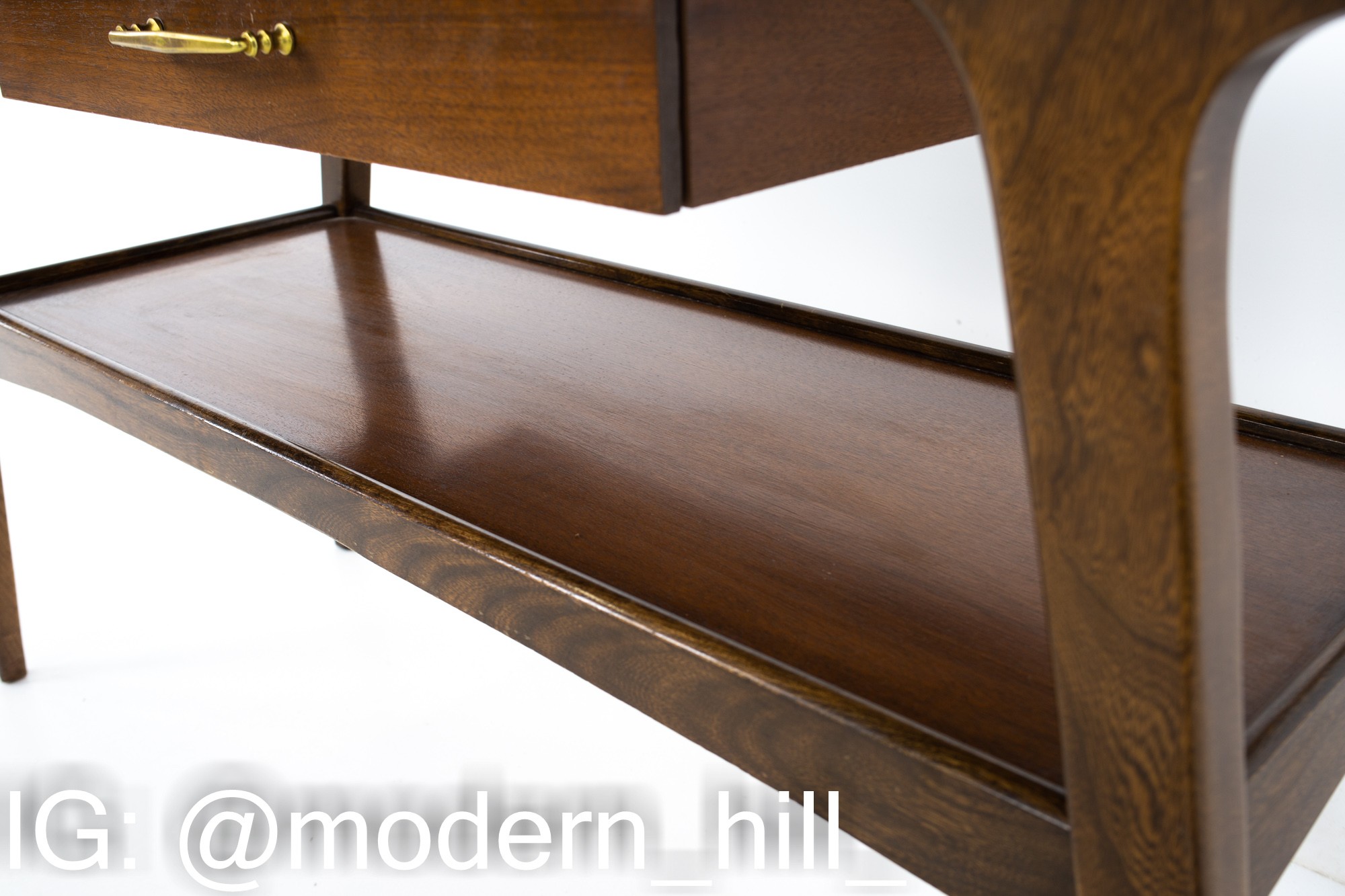 Mid Century Walnut Single Drawer Foyer Entry Console Table