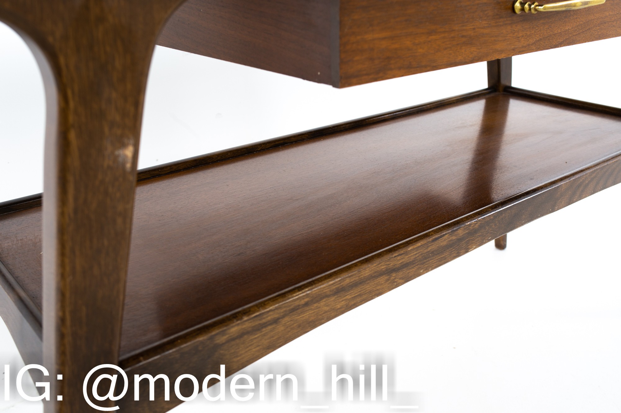 Mid Century Walnut Single Drawer Foyer Entry Console Table