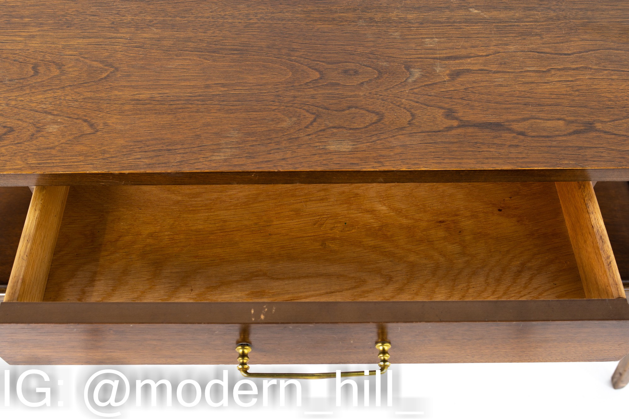 Mid Century Walnut Single Drawer Foyer Entry Console Table