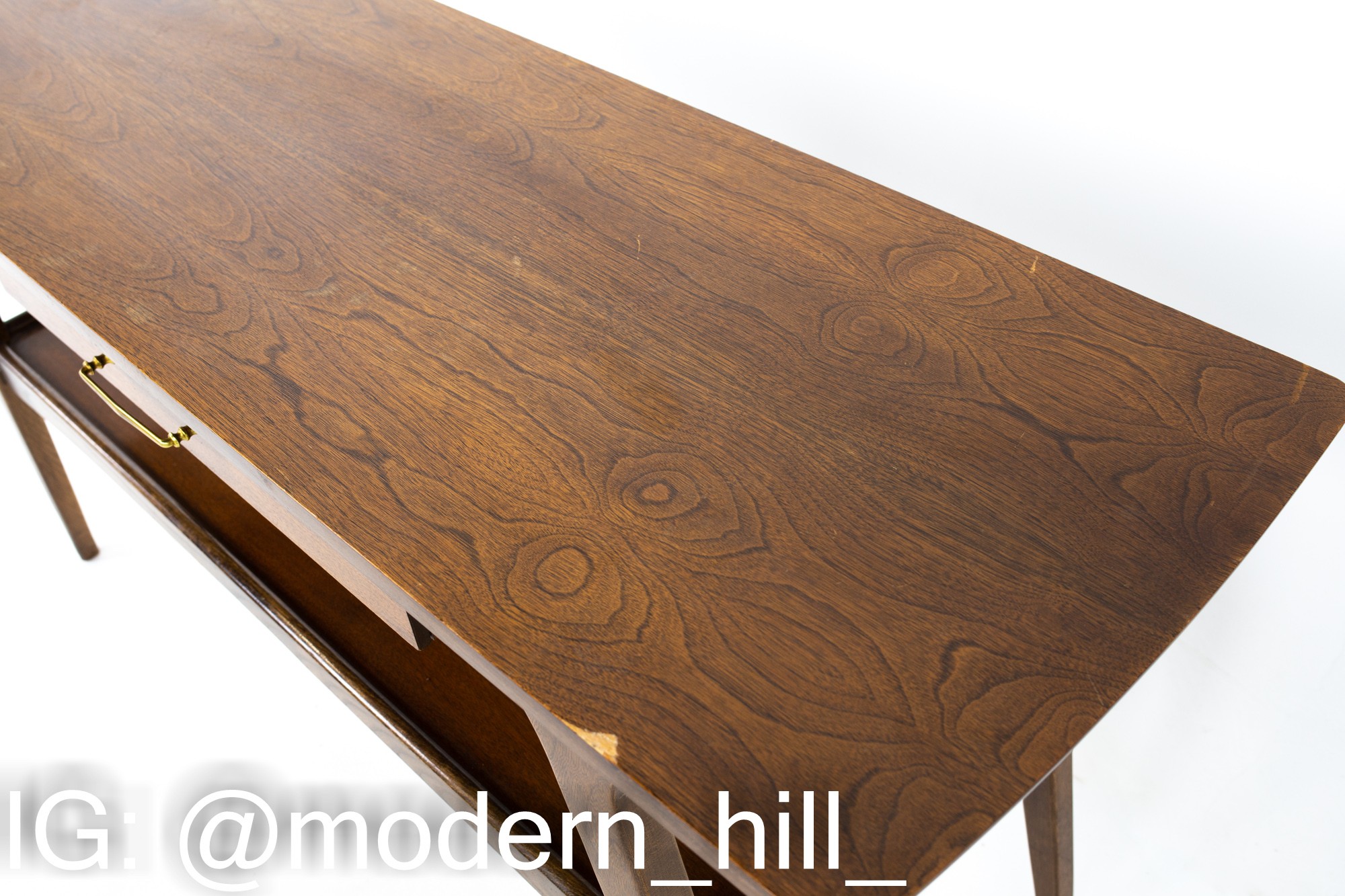 Mid Century Walnut Single Drawer Foyer Entry Console Table
