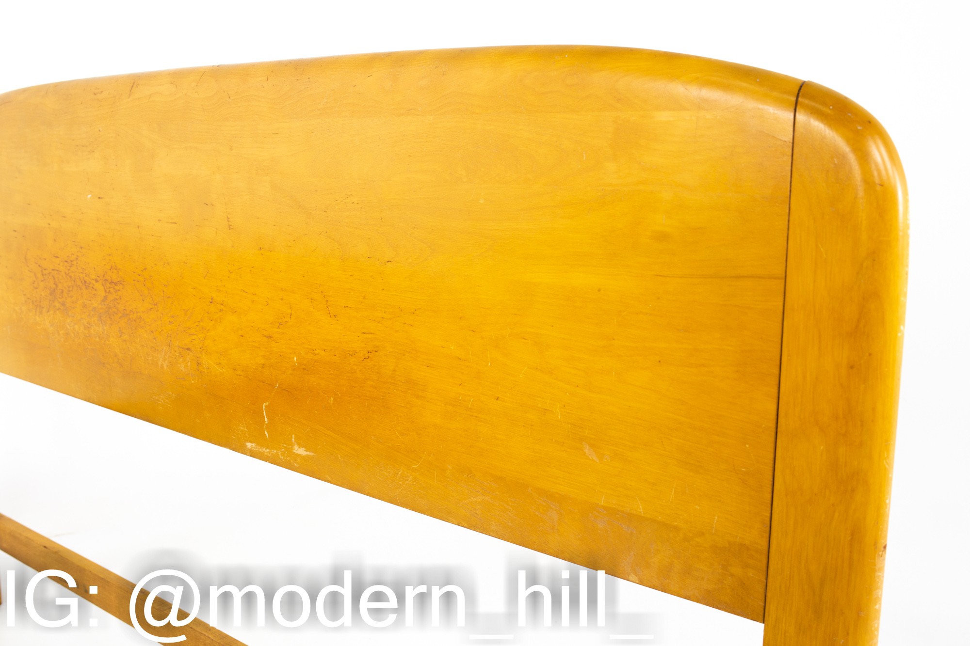 Heywood Wakefield Mid Century Blonde Solid Wood Queen Headboard and Footboard