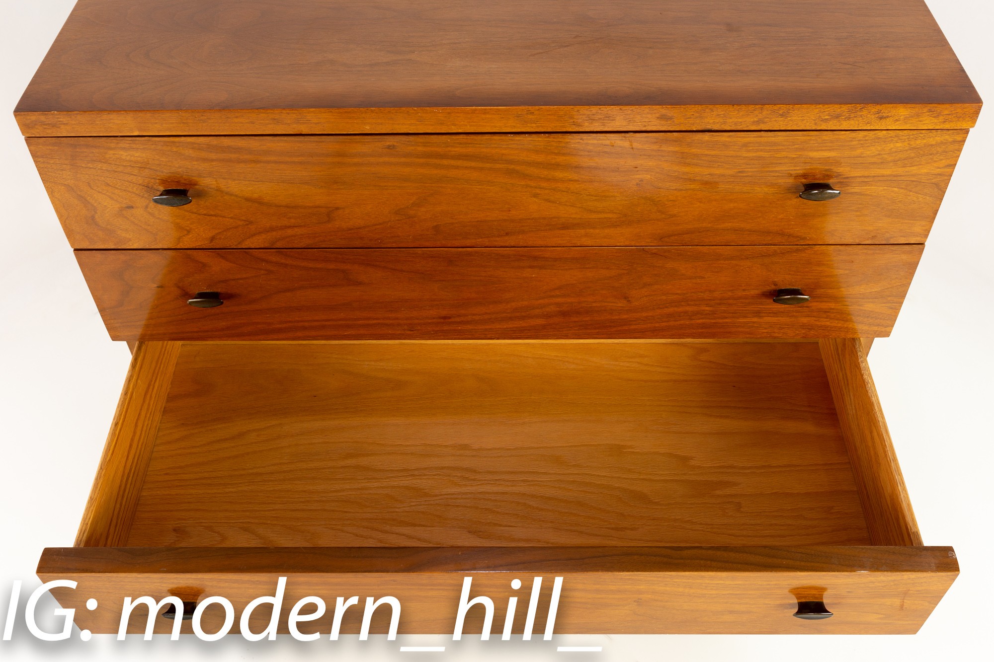 Lane Harlequin Walnut Mid Century 5 Drawer Highboy Dresser