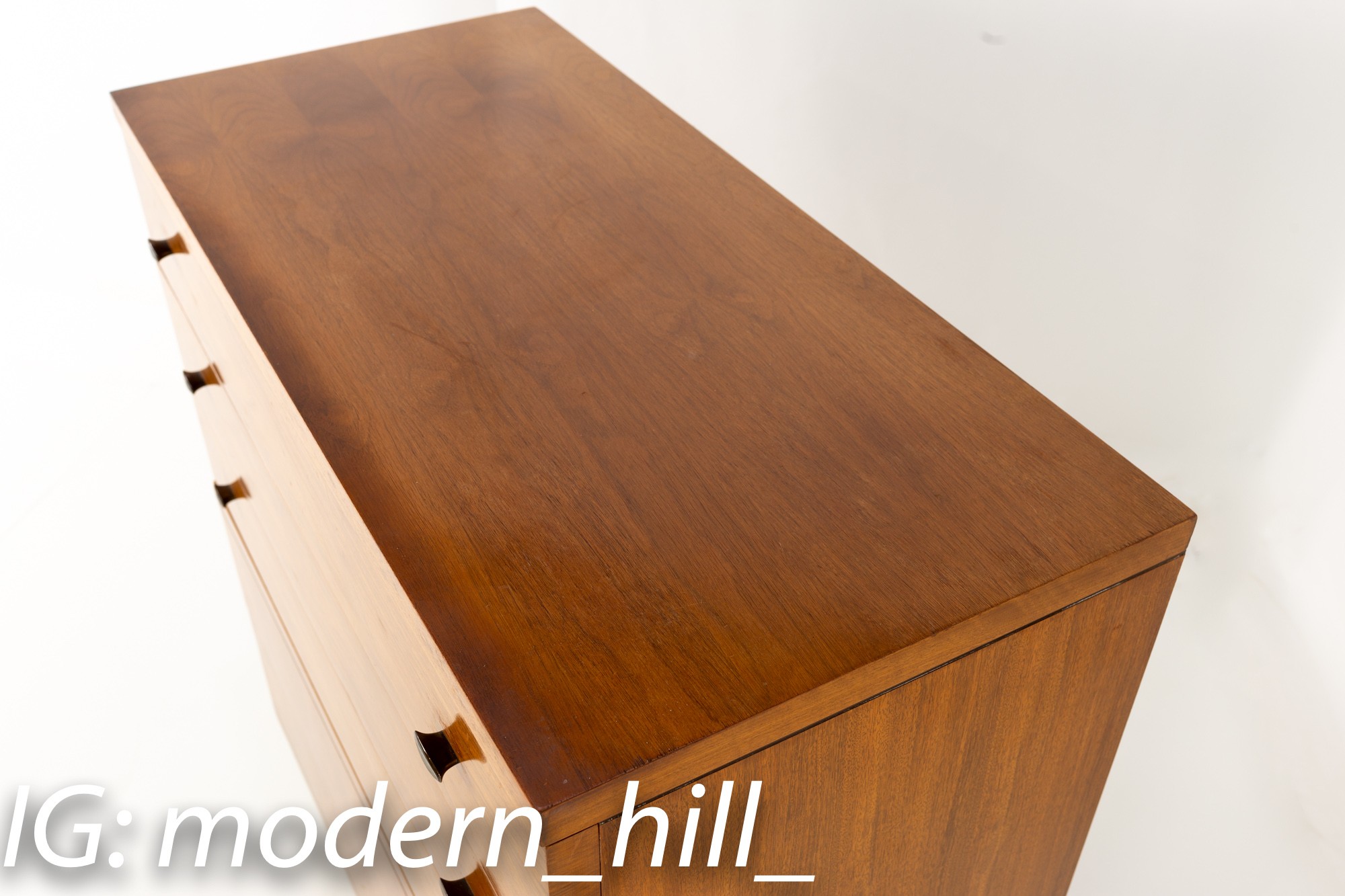 Lane Harlequin Walnut Mid Century 5 Drawer Highboy Dresser