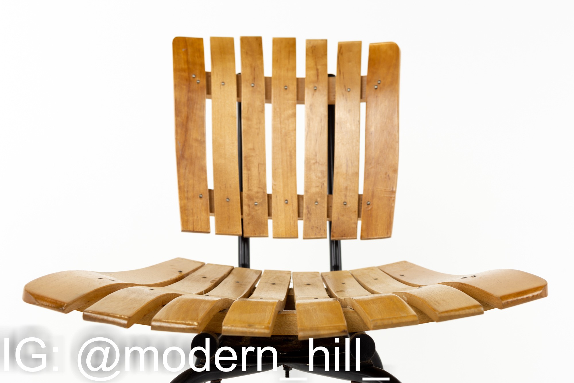 Arthur Umanoff Style Mid Century Wood and Metal Barstool