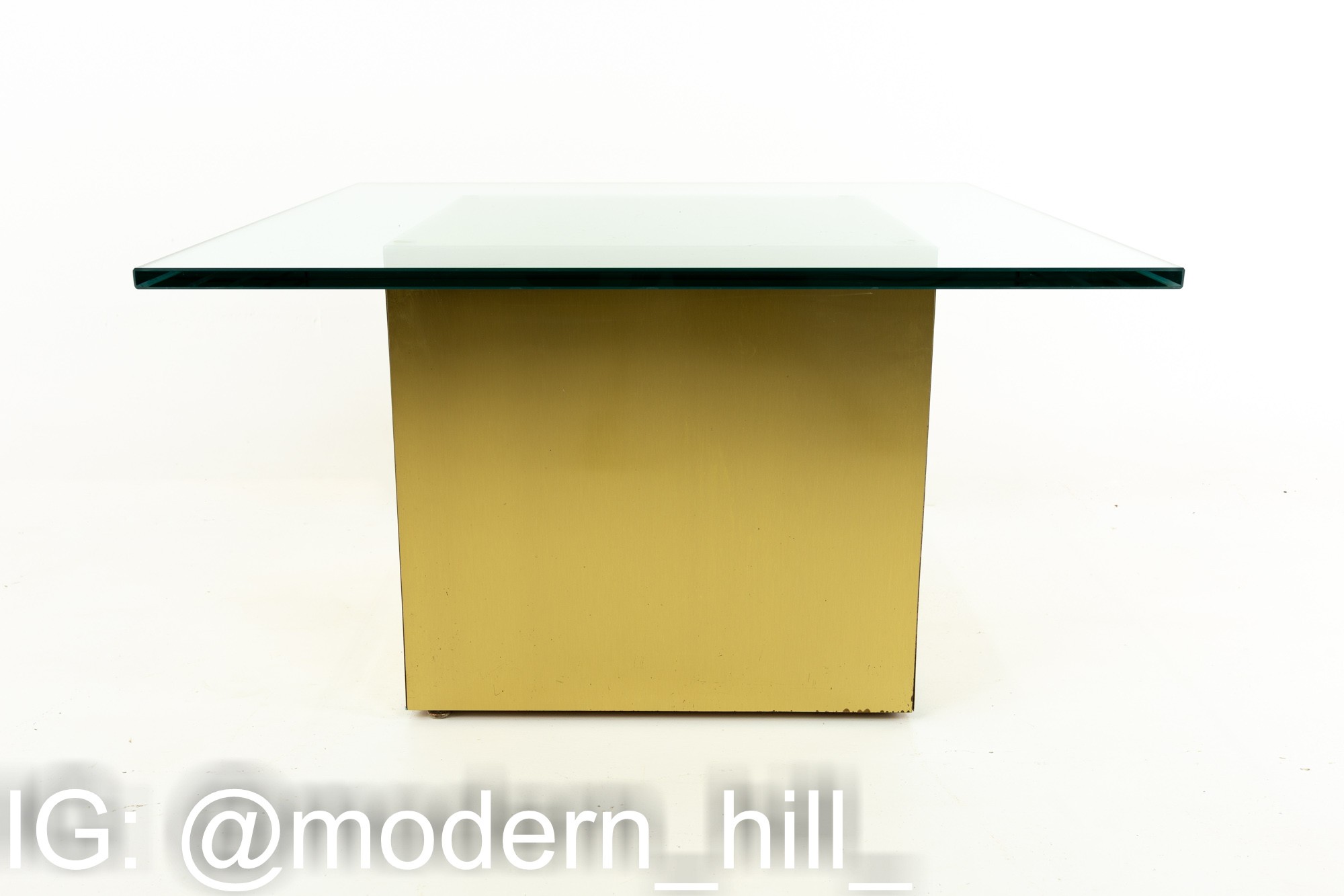 Paul Mayen Style Mid Century Brass and Glass Side End Table