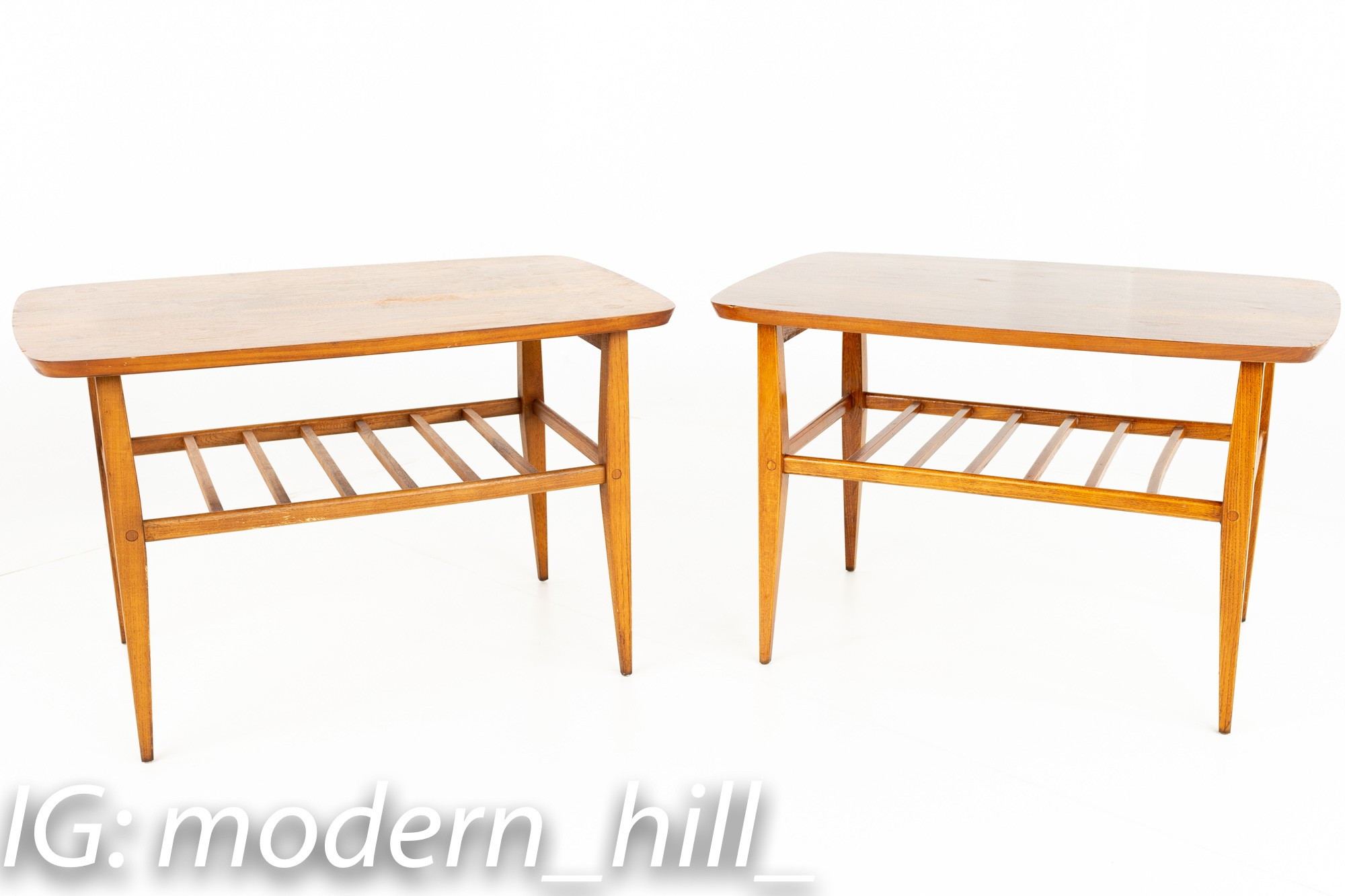 Lane Accent 991-05 Mid Century Walnut Side End Table - a Pair