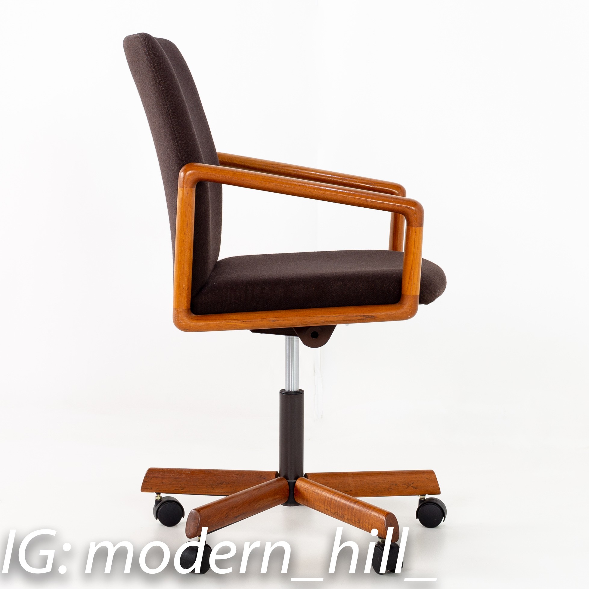Dyrlund Mid Century Teak and Fabric Upholstered Office Chair