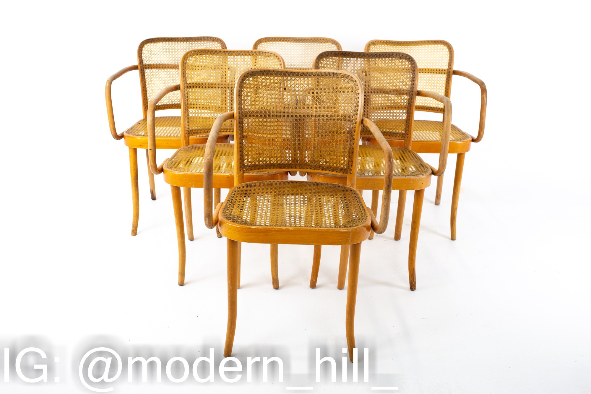 Salvatore Leone Thonet Style Mid Century Bentwood and Cane Dining Chairs - Set of 6