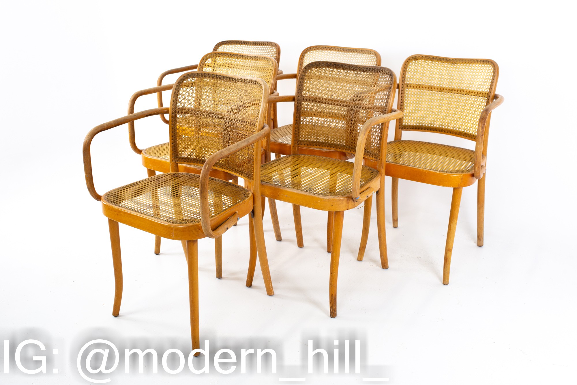 Salvatore Leone Thonet Style Mid Century Bentwood and Cane Dining Chairs - Set of 6
