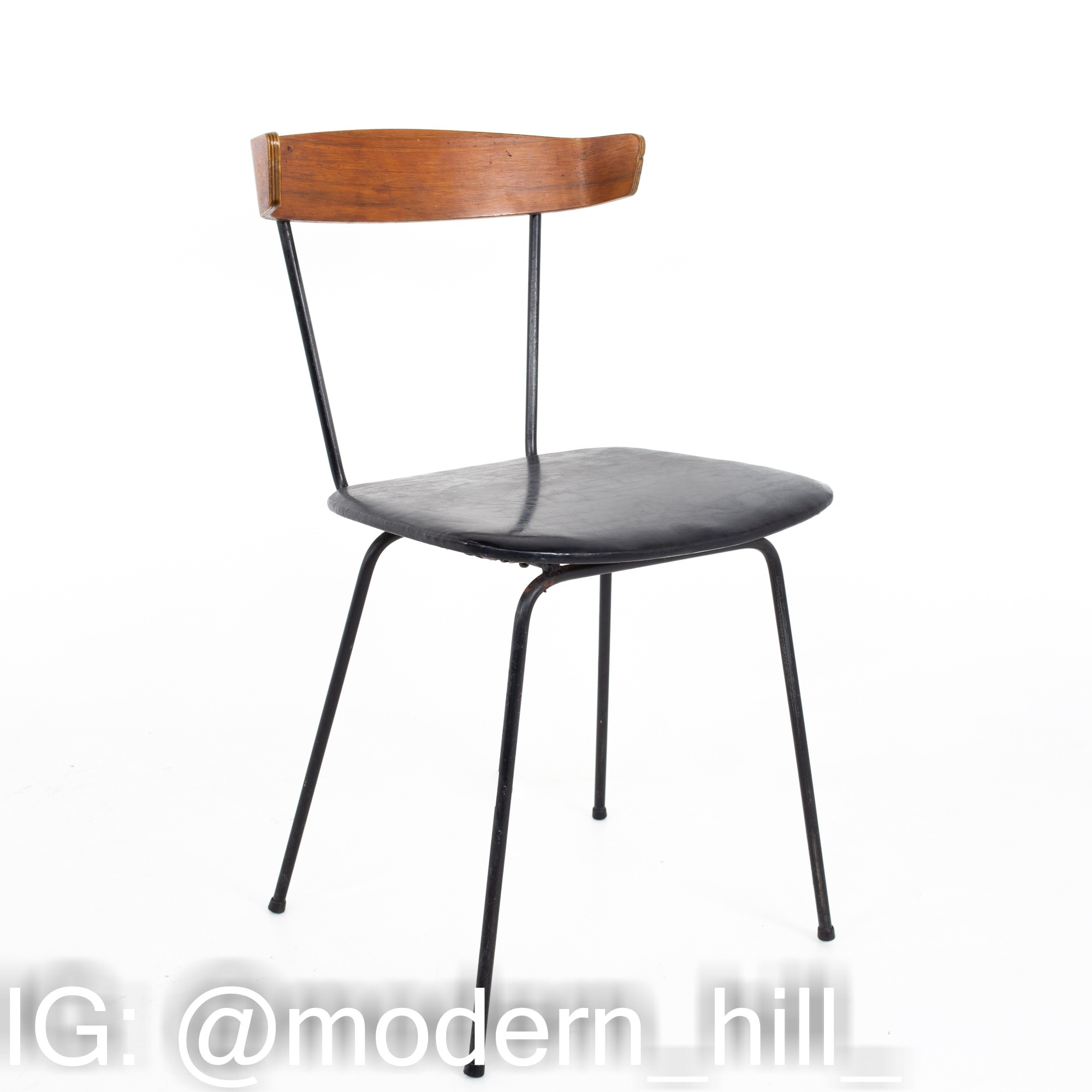 Paul McCobb Style Clifford Pascoe Mid Century Walnut and Wrought Iron Dining Chairs - Set of 4