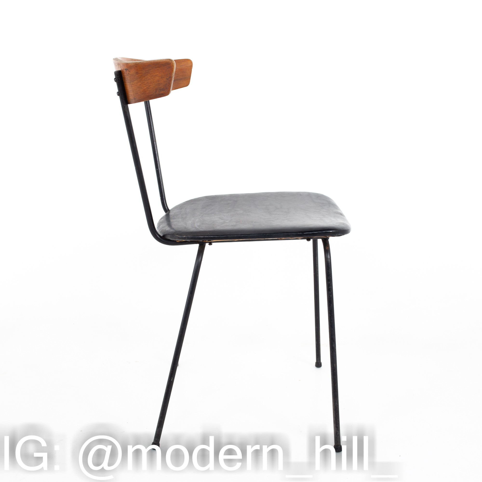 Paul McCobb Style Clifford Pascoe Mid Century Walnut and Wrought Iron Dining Chairs - Set of 4