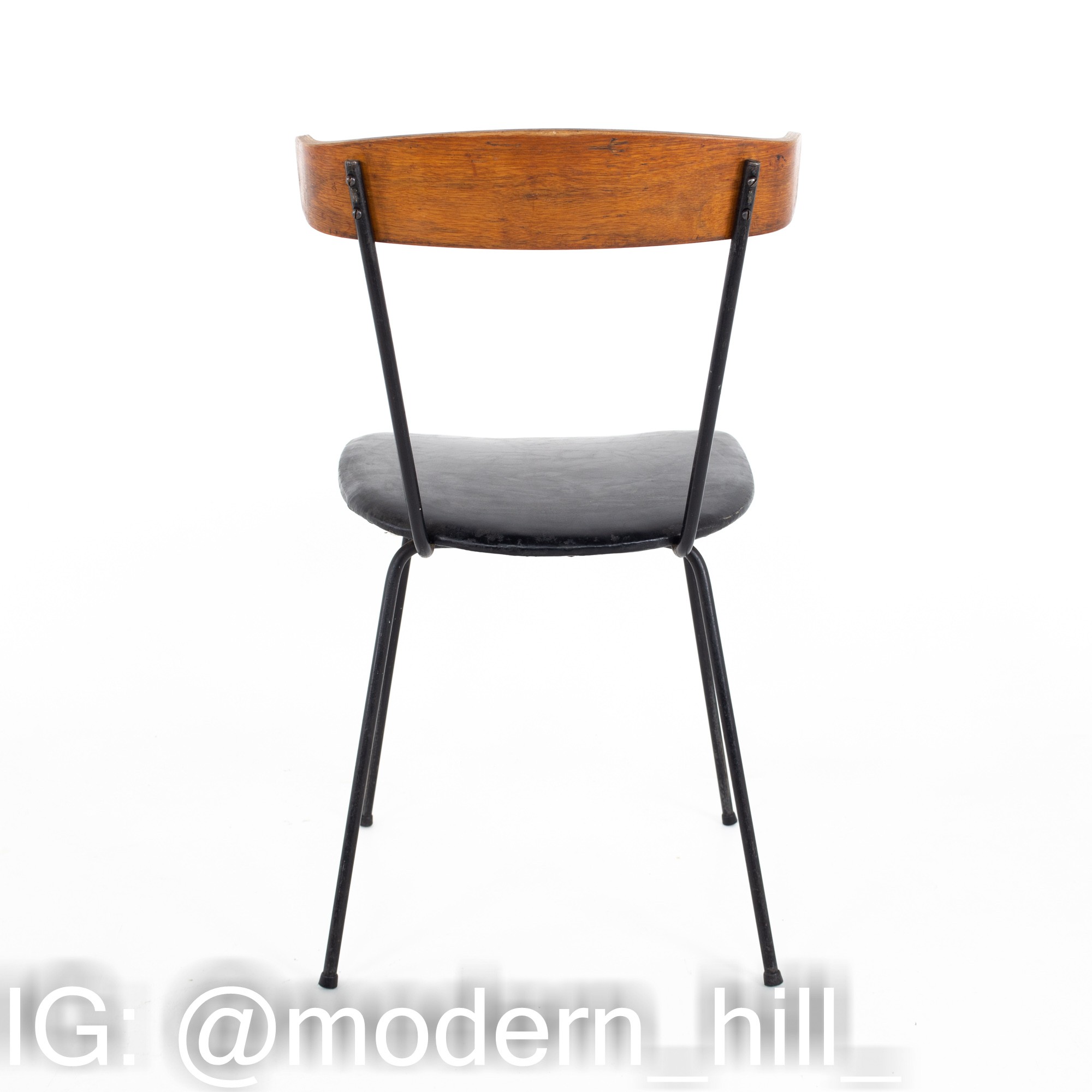 Paul McCobb Style Clifford Pascoe Mid Century Walnut and Wrought Iron Dining Chairs - Set of 4