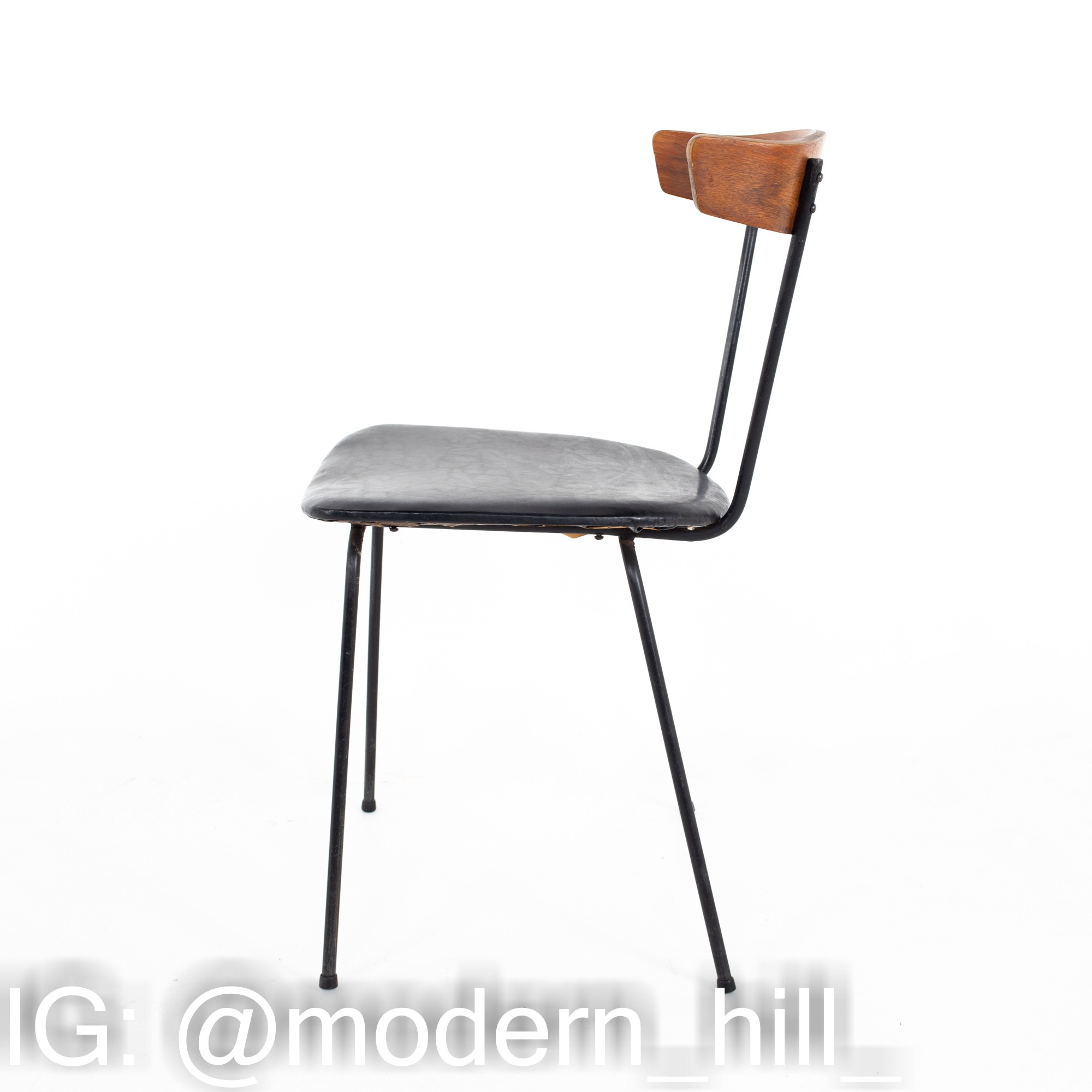 Paul McCobb Style Clifford Pascoe Mid Century Walnut and Wrought Iron Dining Chairs - Set of 4