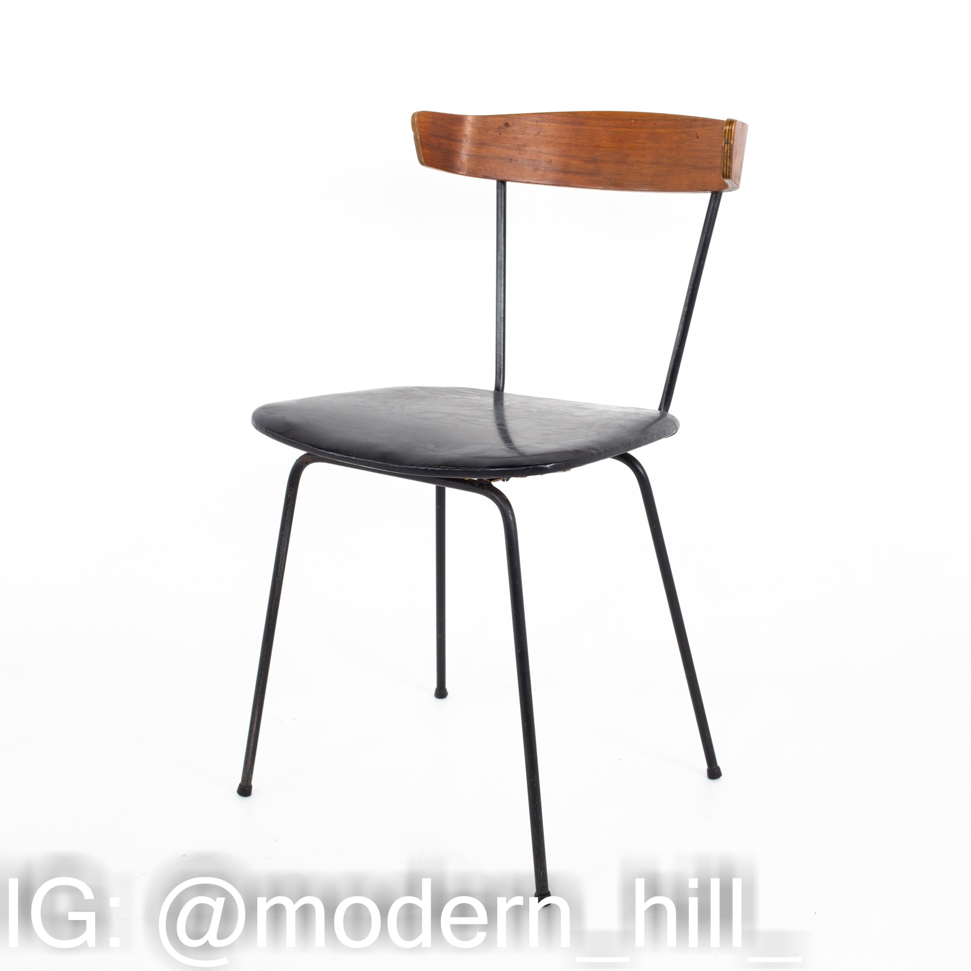 Paul McCobb Style Clifford Pascoe Mid Century Walnut and Wrought Iron Dining Chairs - Set of 4