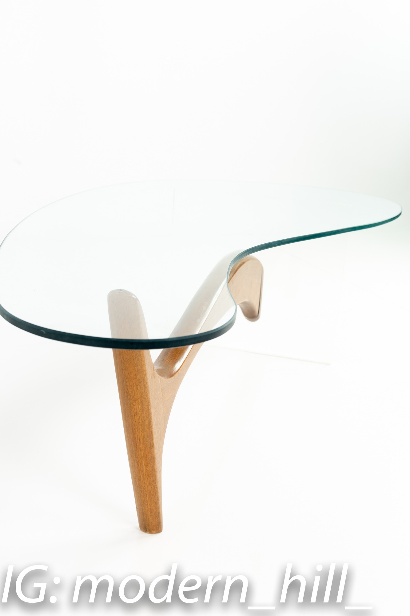 Vladimir Kagan Mid Century Biomorphic Coffee Table with Walnut Leg and Lucite Base