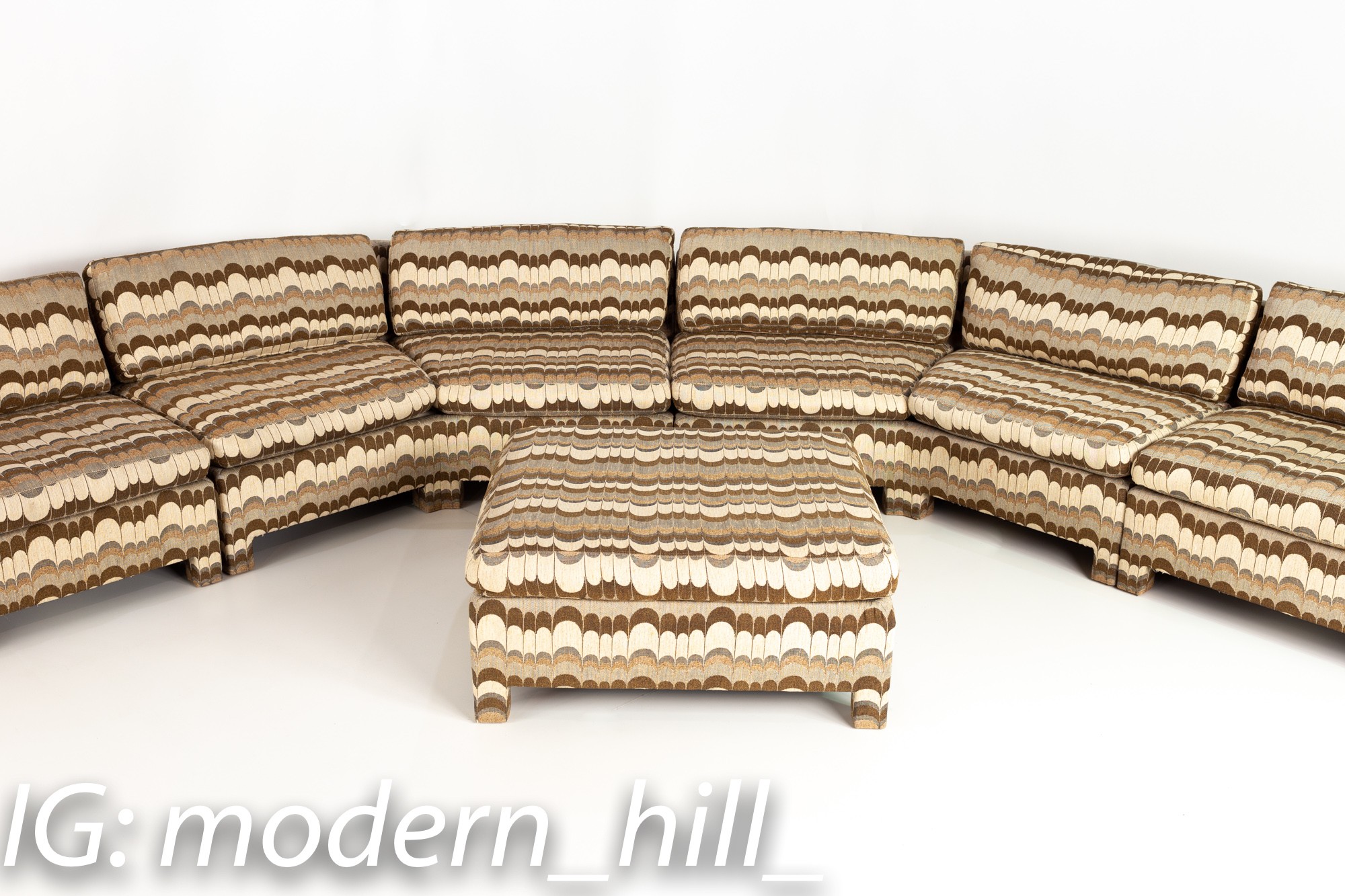 Milo Baughman for Thayer Coggin Mid Century Sectional Pit Sofa with Jack Lenor Larsen Fabric