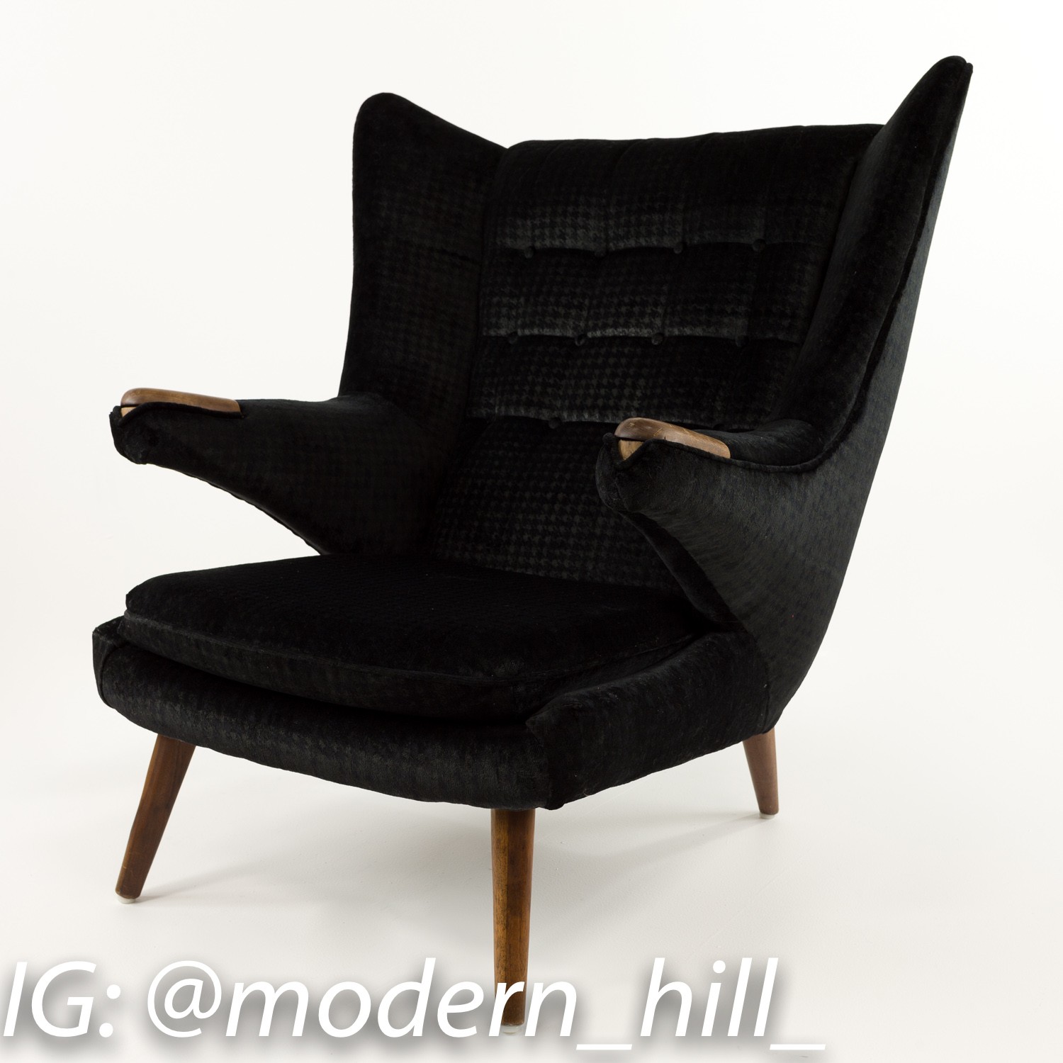 Vintage Danish Papa Bear Chair and Ottoman Hans Wegner Design