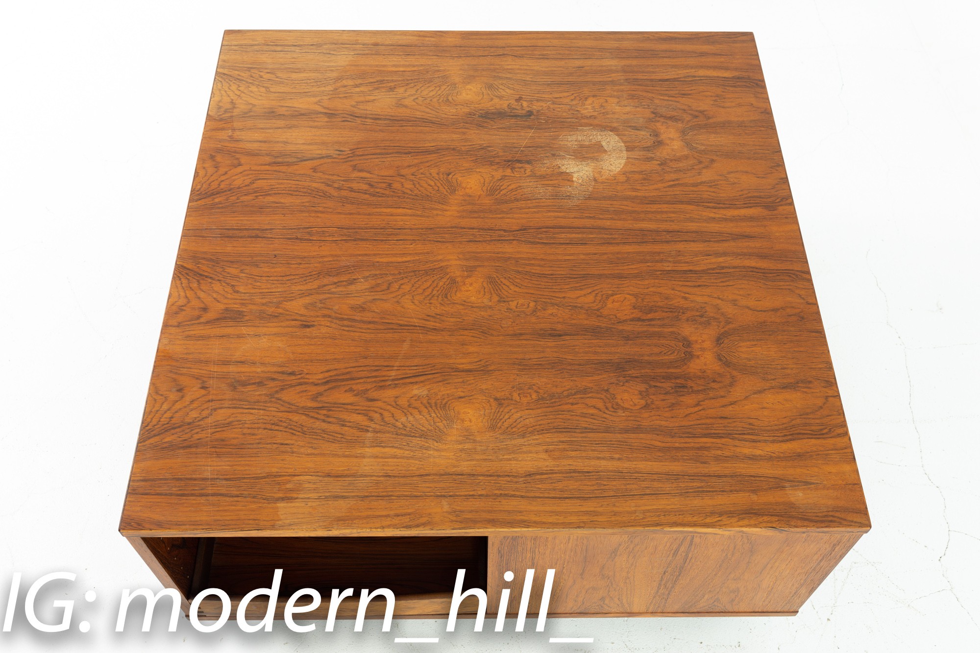 Mid Century Rosewood and Chrome Coffee Table Storage Cabinet