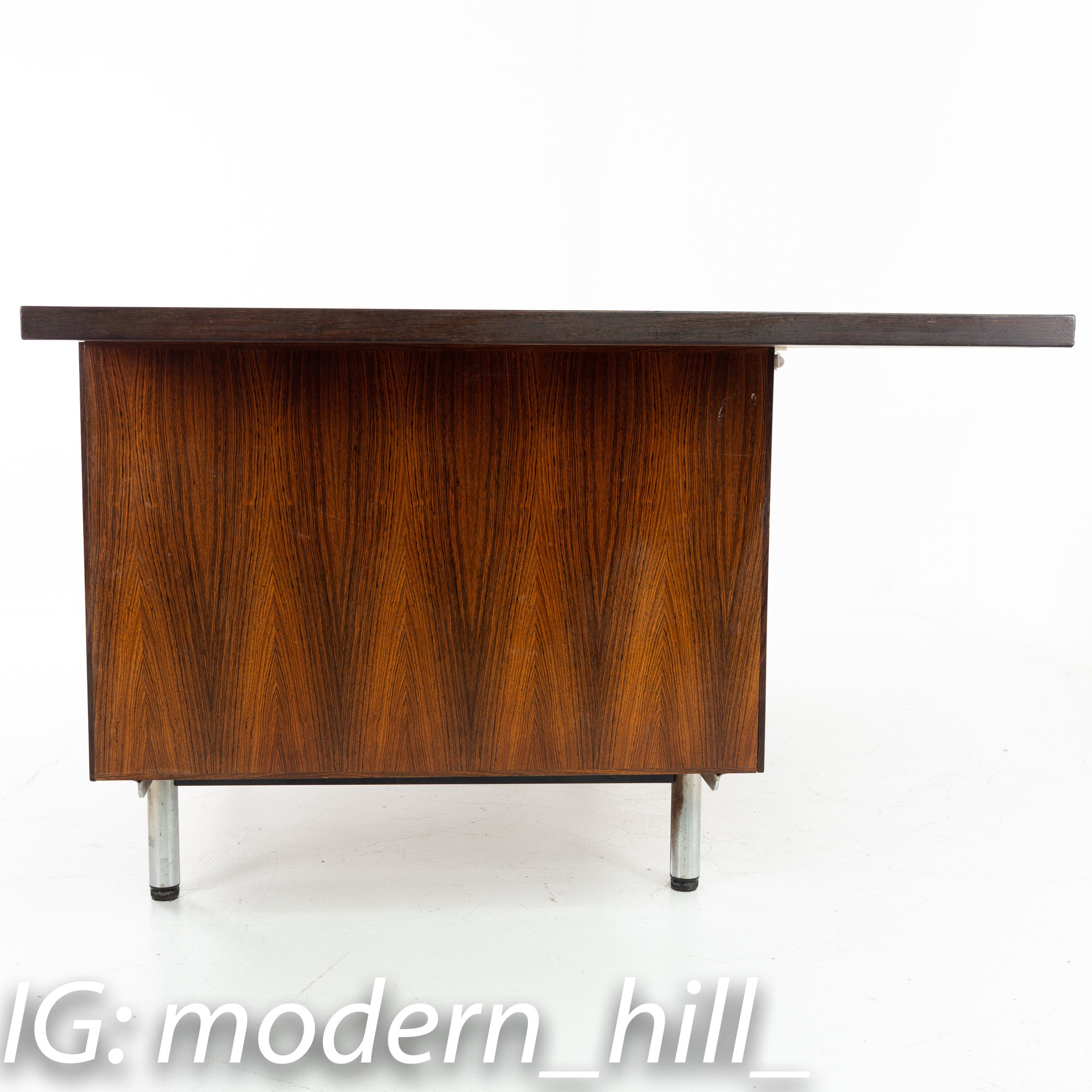 George Nelson Style Mid Century Rosewood and Chrome Executive Desk