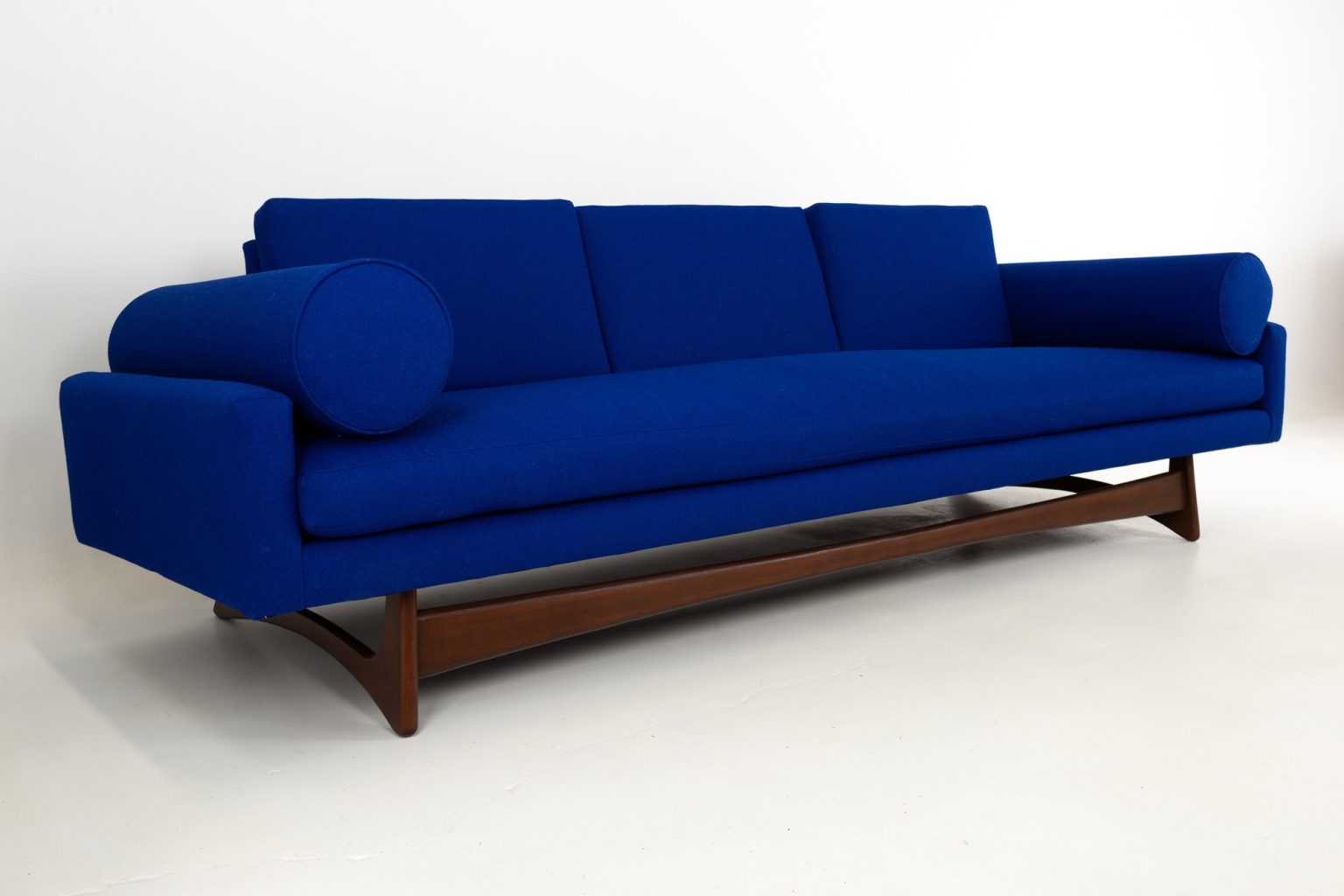 Adrian Pearsall Sled Base Mid Century Walnut Floating 4 Seater Sofa