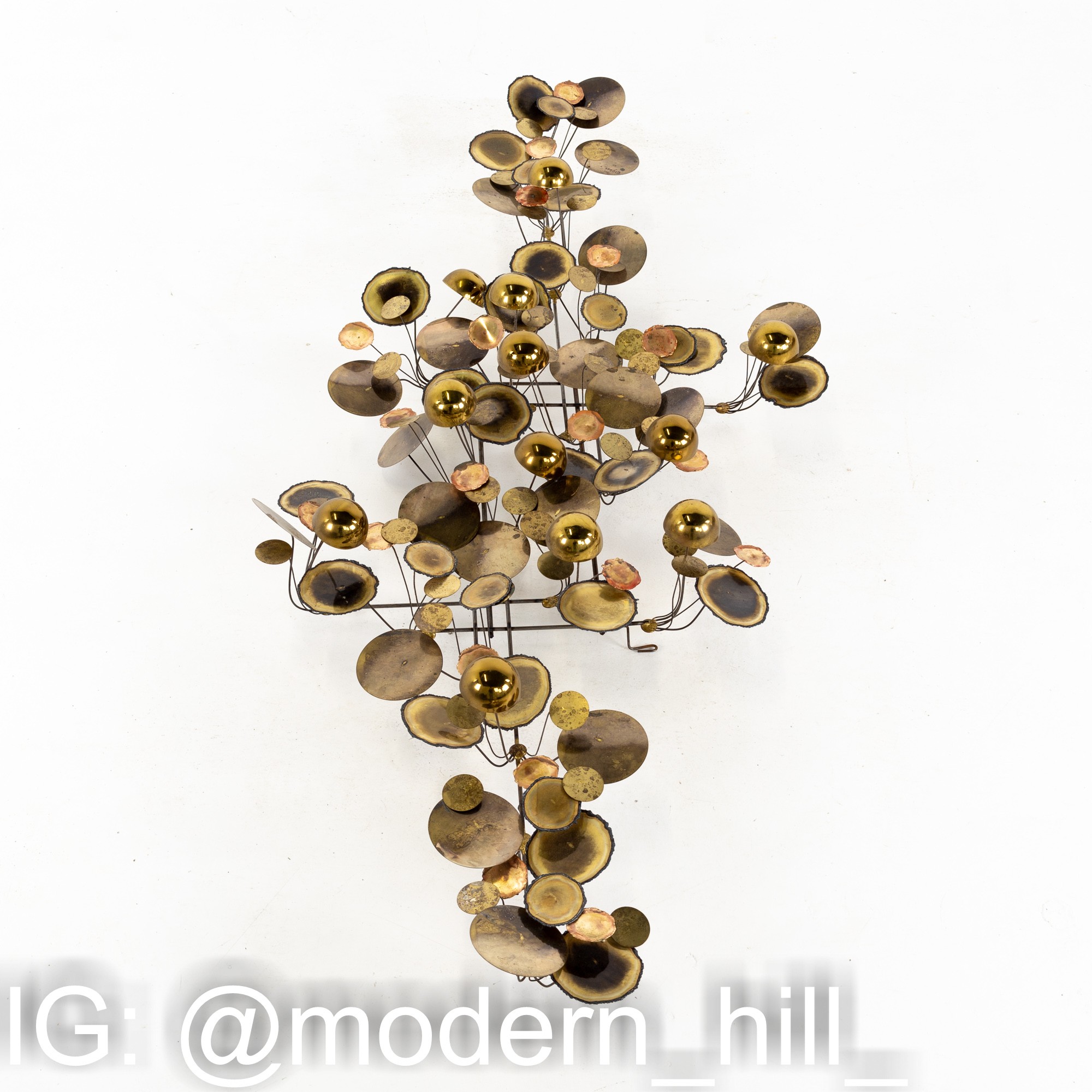 Curtis Jere Mid Century Brass and Chrome Raindrops Wall Sculpture