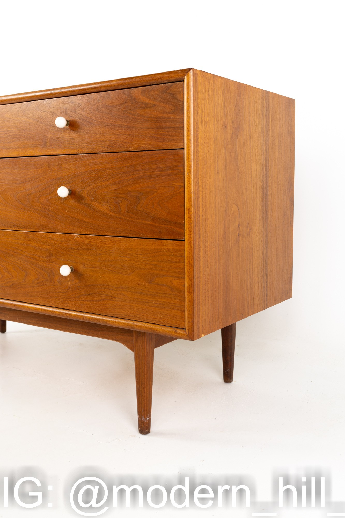 Kipp Stewart for Drexel Declaration Mid Century Walnut 6-drawer Lowboy Dresser