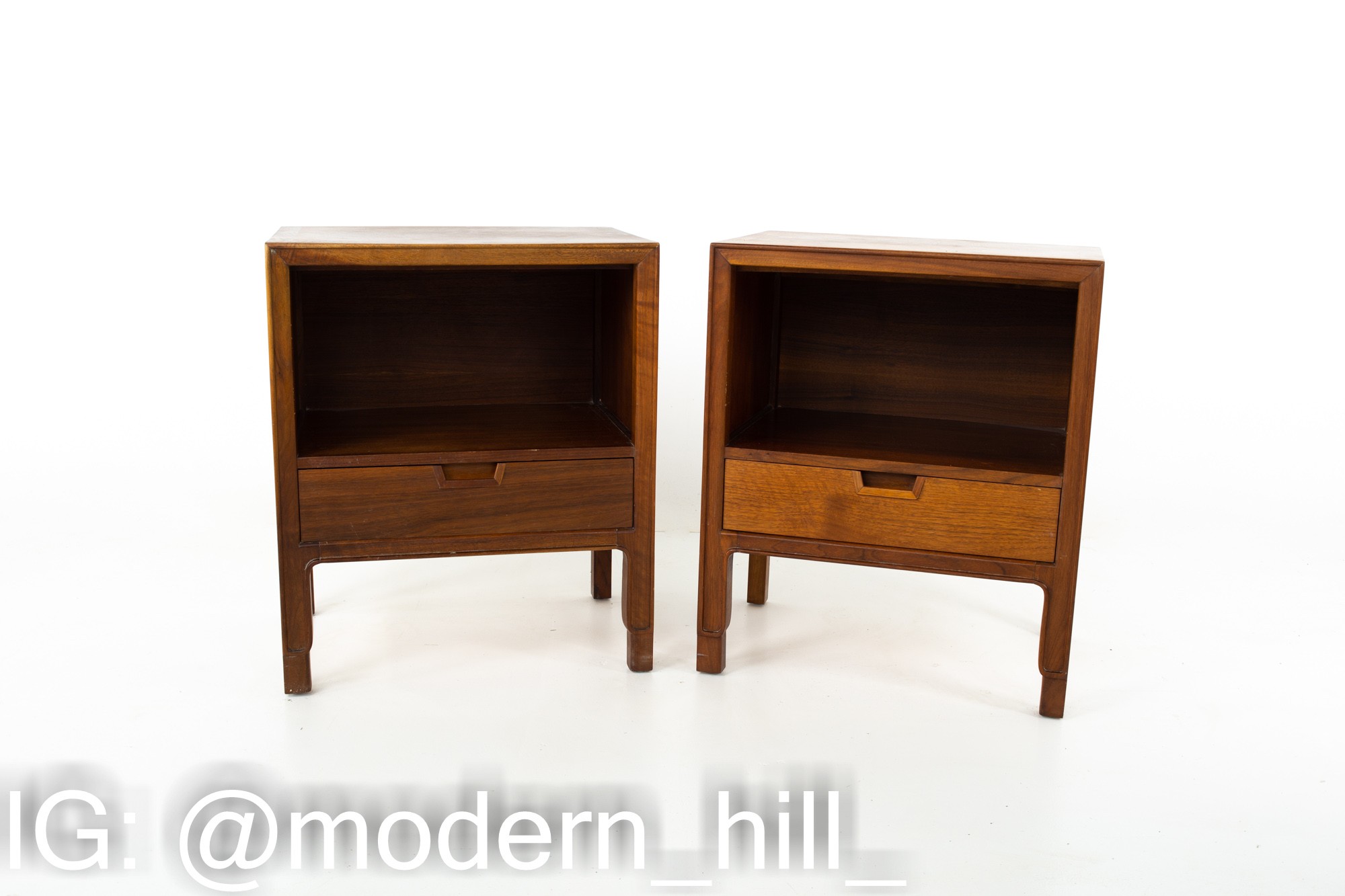 Mount Airy Janus Mid Century Walnut Nightstands - Pair