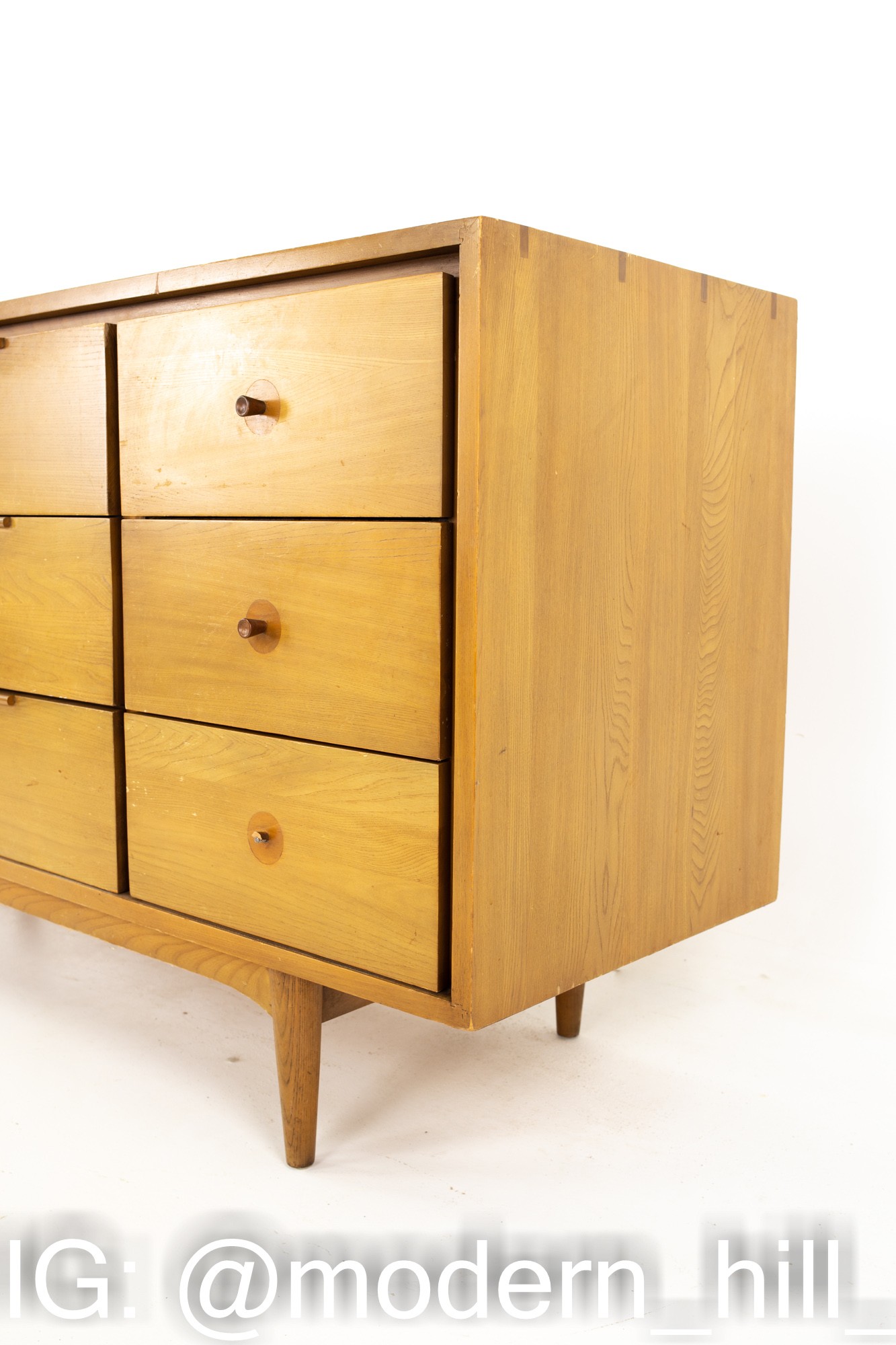 Dillingham Samara Mid Century Walnut 9 Drawer Lowboy Dresser