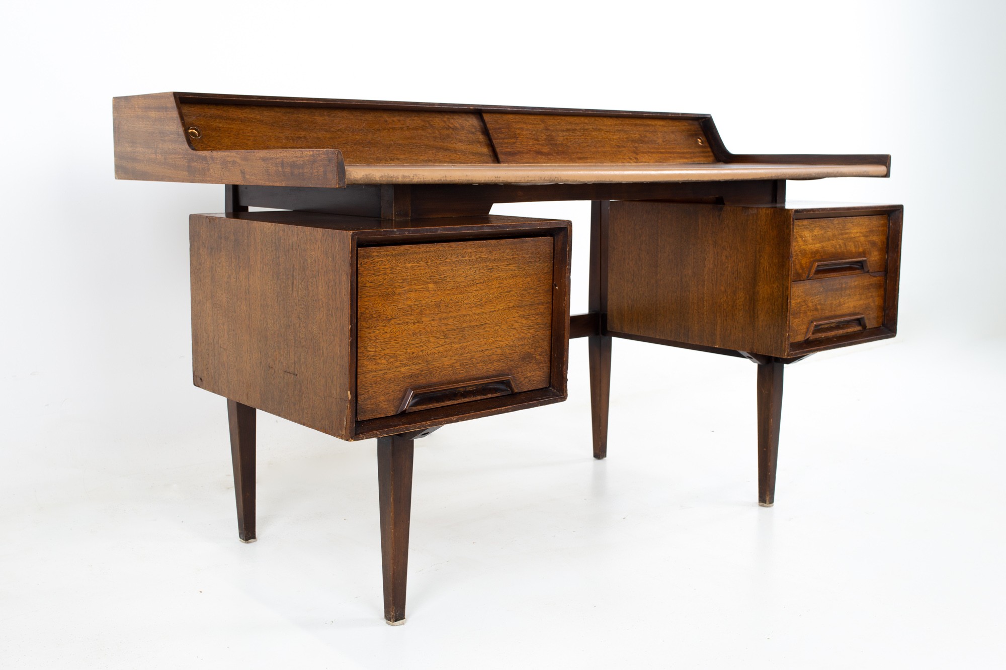 Milo Baughman for Drexel Mid Century Walnut Floating Double Sided Desk
